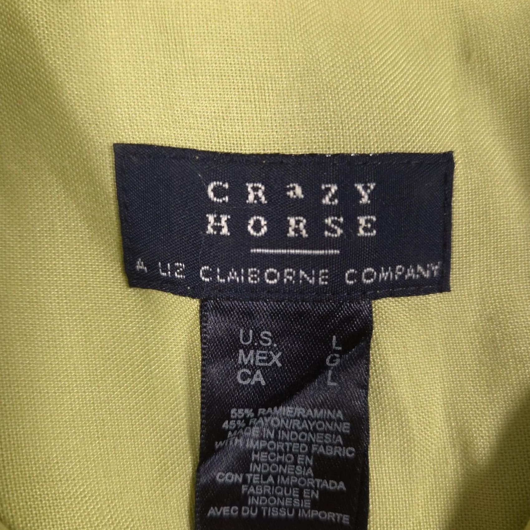 Vintage Crazy Horse Shirt Mens L Yellow Solid Ramie Blend Button Long Sleeve Casual Size US L / EU 52-54 / 3 - 5 Thumbnail