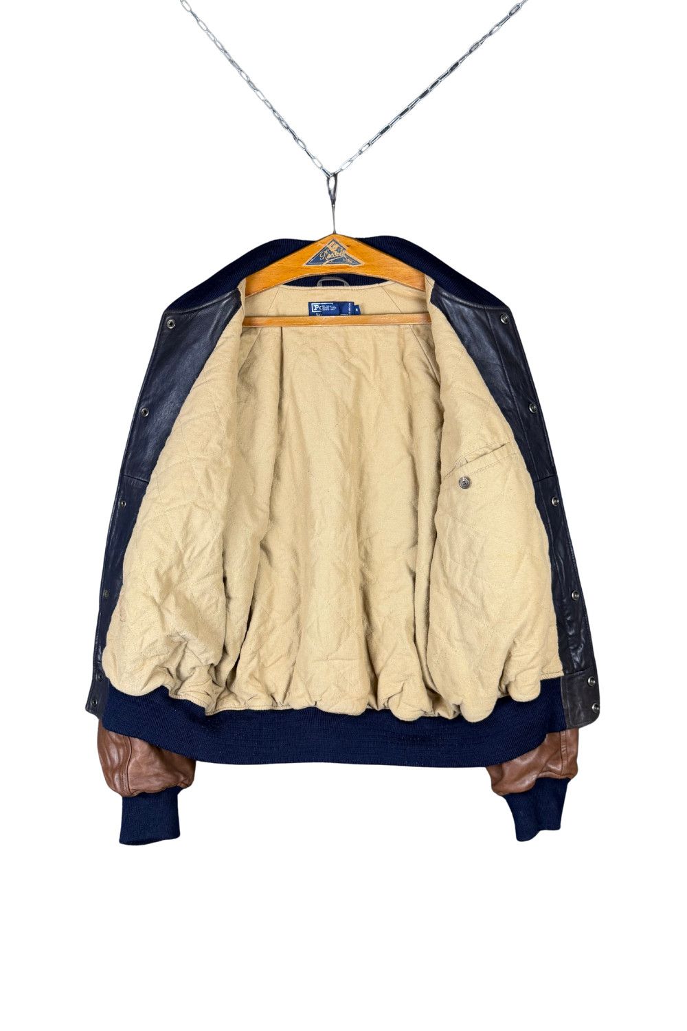 Polo Ralph Lauren PRL 90s Full-Leather Varsity (Black/Tan) Hong Kong Made Size US M / EU 48-50 / 2 - 2 Thumbnail
