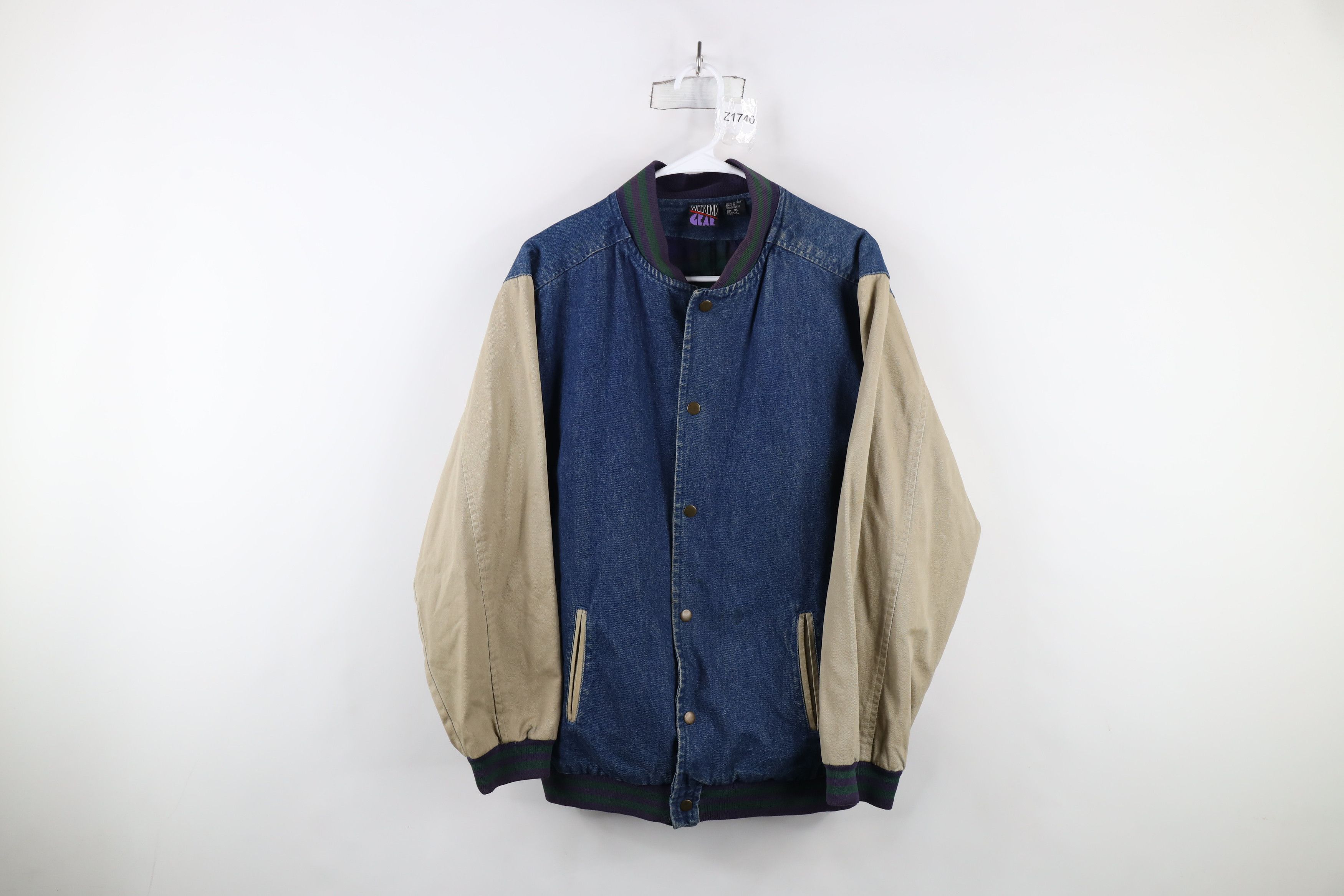 Vintage Vintage 90s Streetwear Lined Denim Jean Varsity Jacket Size US XL / EU 56 / 4 - 1 Thumbnail