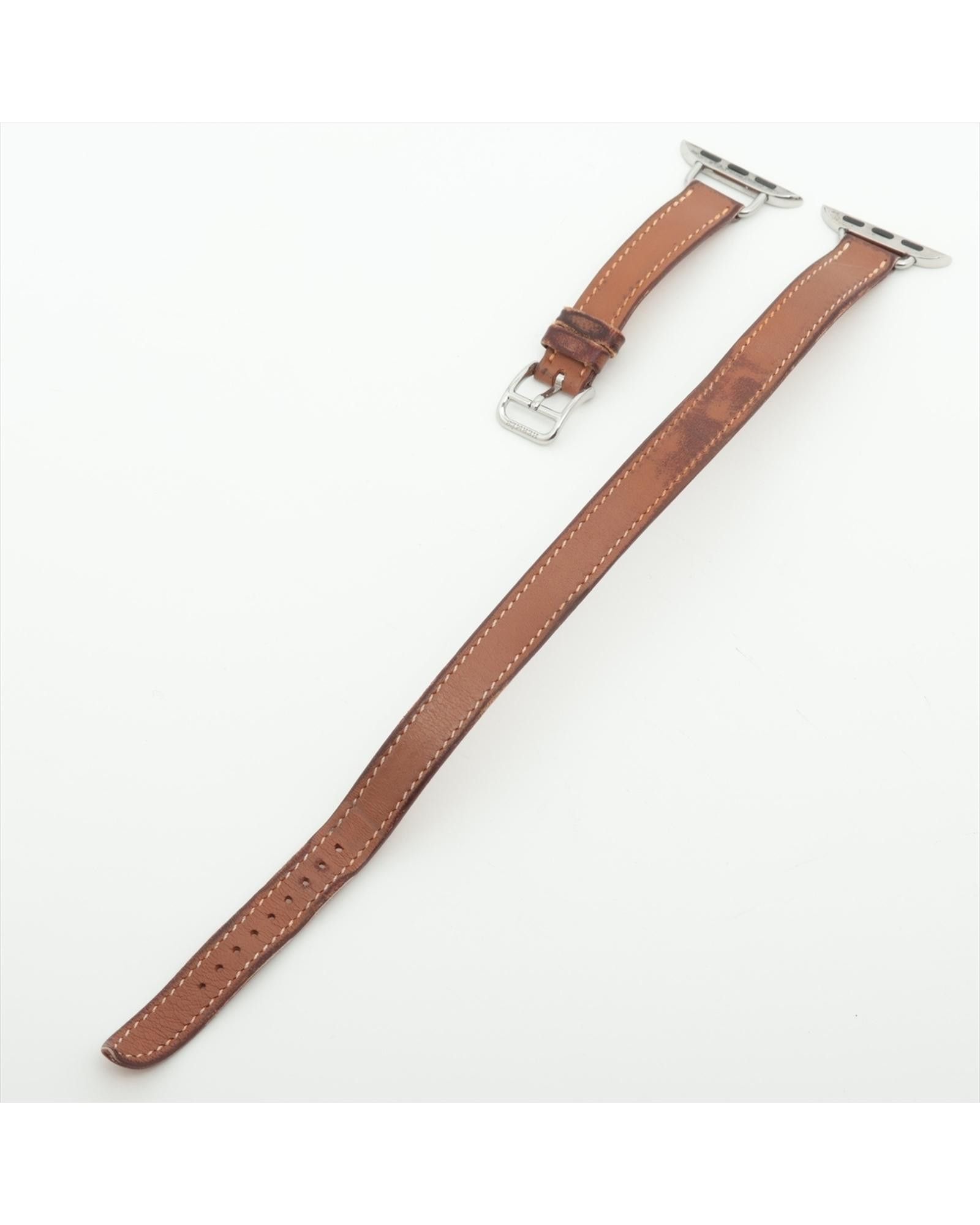 image of Hermes Leather Replacement Belt For Apple Watch in Brown, Women's