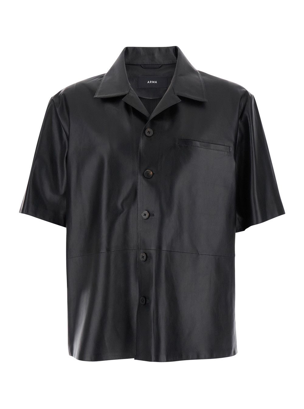 ARMA 'Cave' Black Oversize Shirt with Notched Collar in Leather Man Size US XL / EU 56 / 4 - 1 Thumbnail