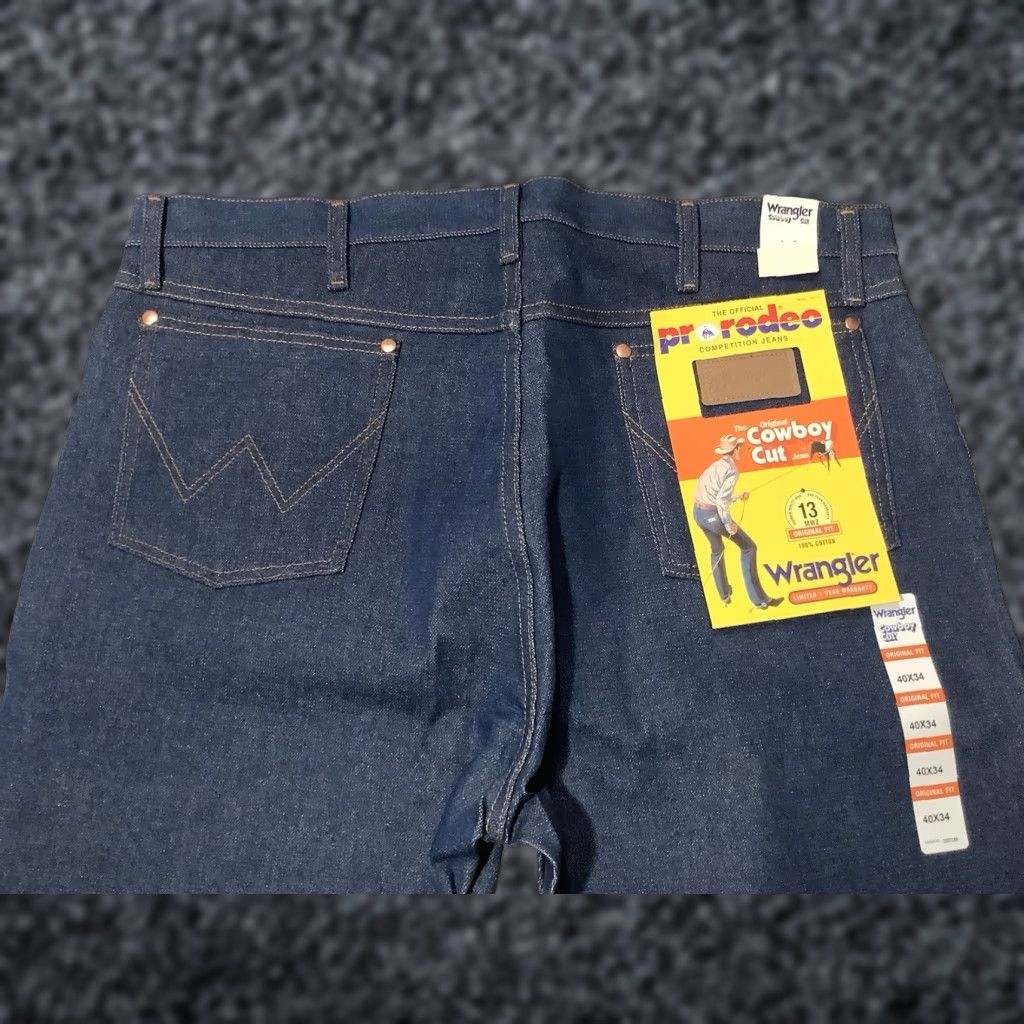 Wrangler VINTAGE Wrangler Jeans Mens 40x34 Dark Wash Blue Cowboy Cut Original Fit Pro Rodeo 13MWZ Size US 40 / EU 56 - 1 Thumbnail