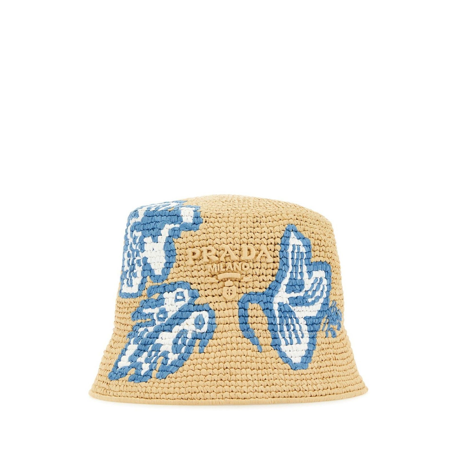 Prada PRADA Beige Raffia Bucket Hat Natural New & Authentic (Women Size ONE SIZE - 1 Thumbnail