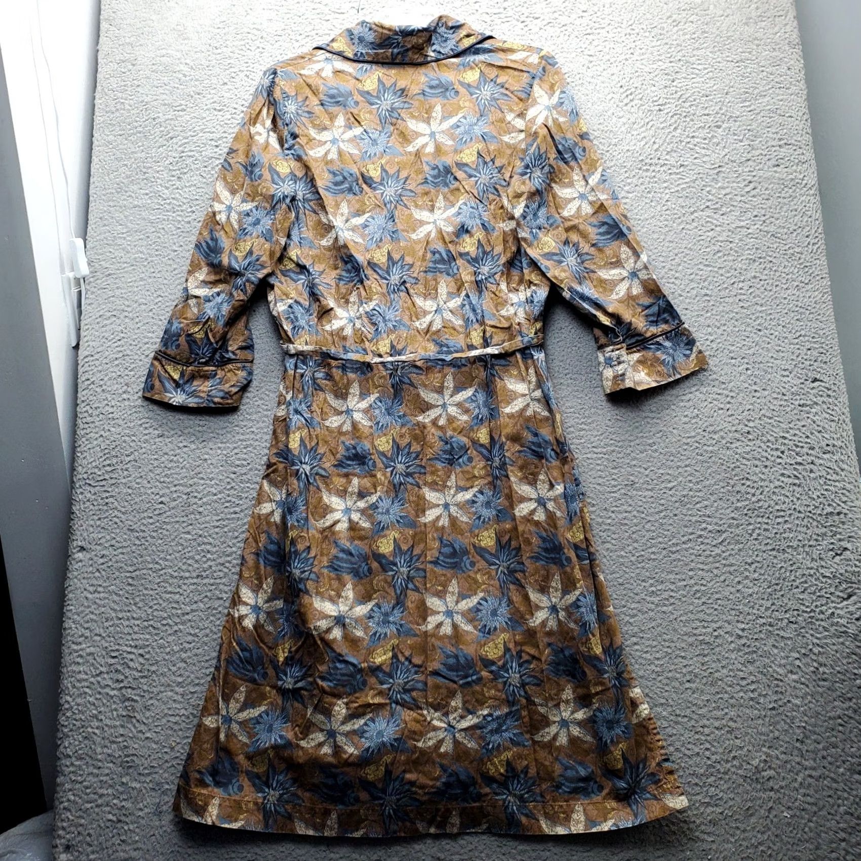 Vintage Peruvian Connection Robe Womens Large Multi Floral Drawstring Waist Size ONE SIZE - 2 Thumbnail