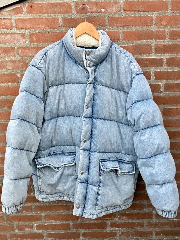 Levi's western super puffer jacket coat Large down denim Size US L / EU 52-54 / 3 - 2 Thumbnail