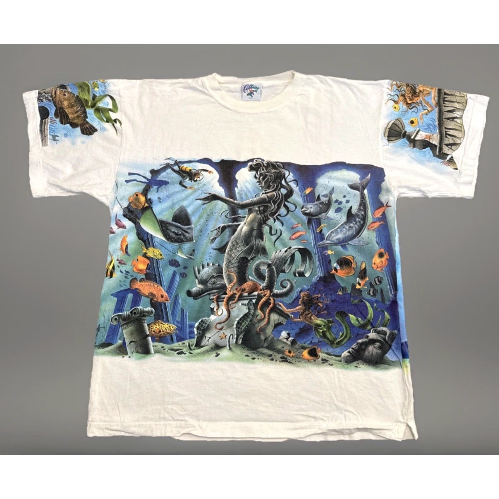 Vintage VTG Caribbean Soul Wrap Around T-Shirt Nature Ocean Fairy White XL 1995 Mens Size US XL / EU 56 / 4 - 2 Thumbnail