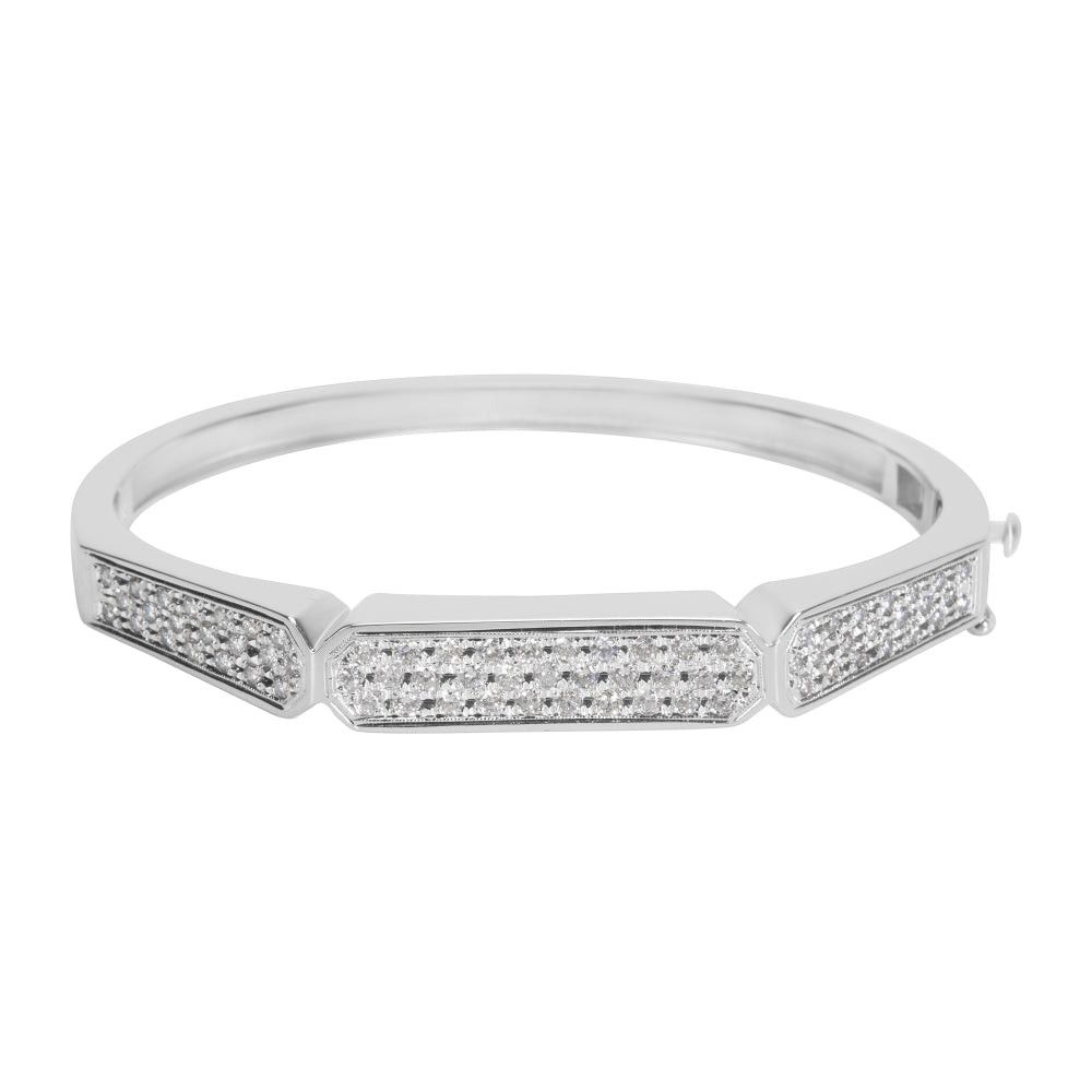 image of Tiffany Co Diamond Bangle In 14K White Gold (1.83 Ctw), Women's