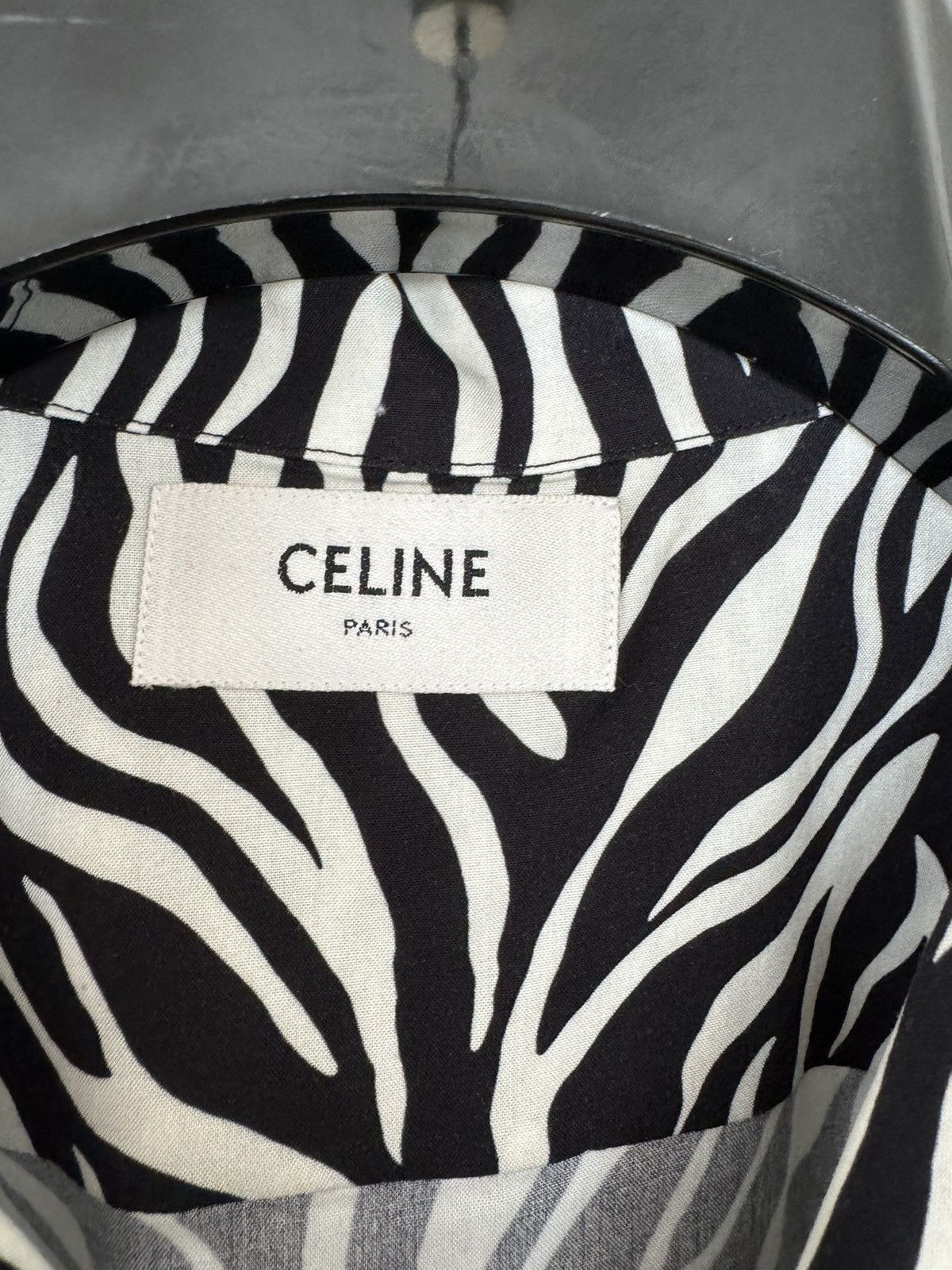 Celine × Hedi Slimane CELINE HAWAIIAN SHIRT IN PRINTED VISCOSE OFF WHITE / BLACK Size US S / EU 44-46 / 1 - 13 Thumbnail