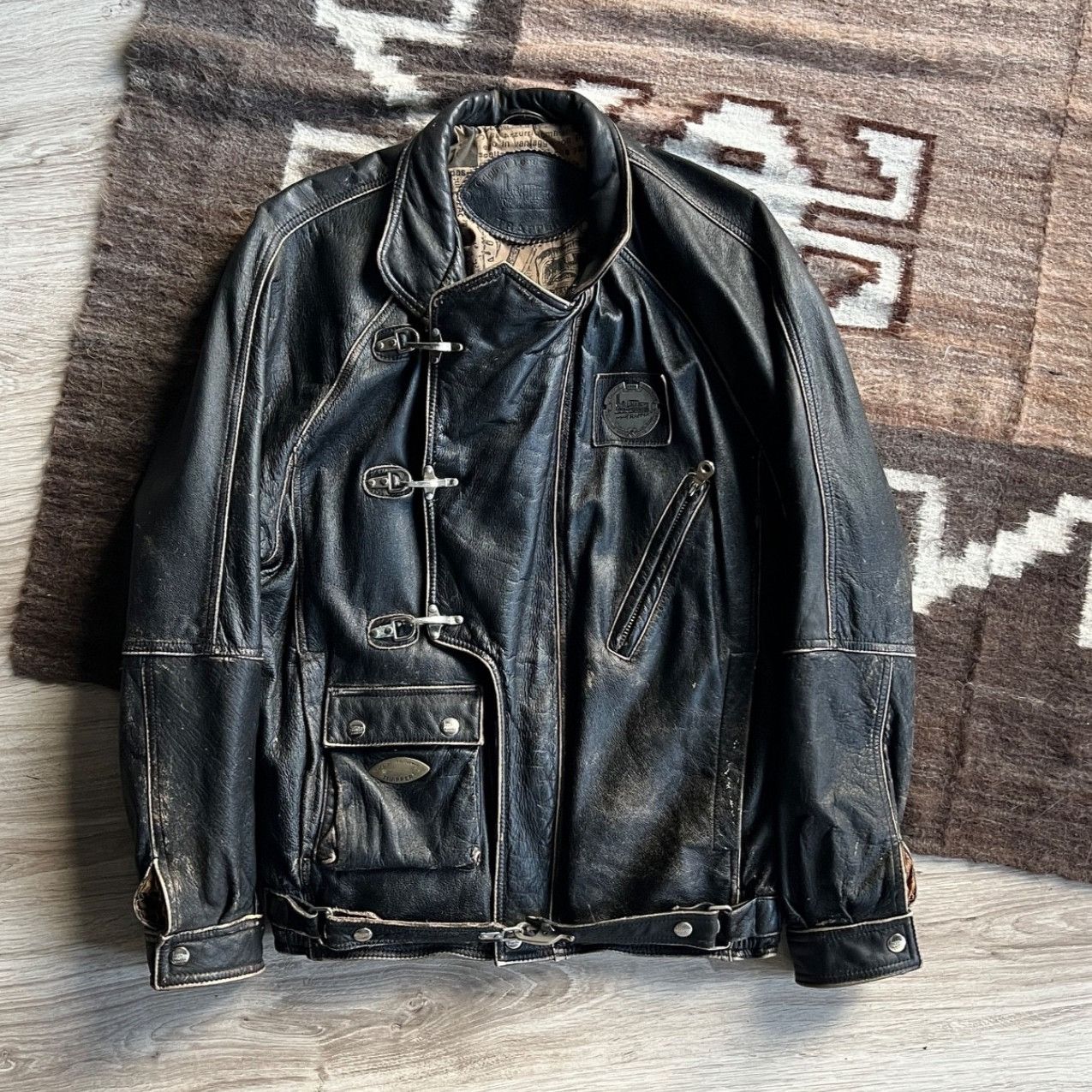 Leather Trapper Leather Vintage Jacket Biker Moto Heavyweight 9774AC Size US M / EU 48-50 / 2 - 1 Thumbnail