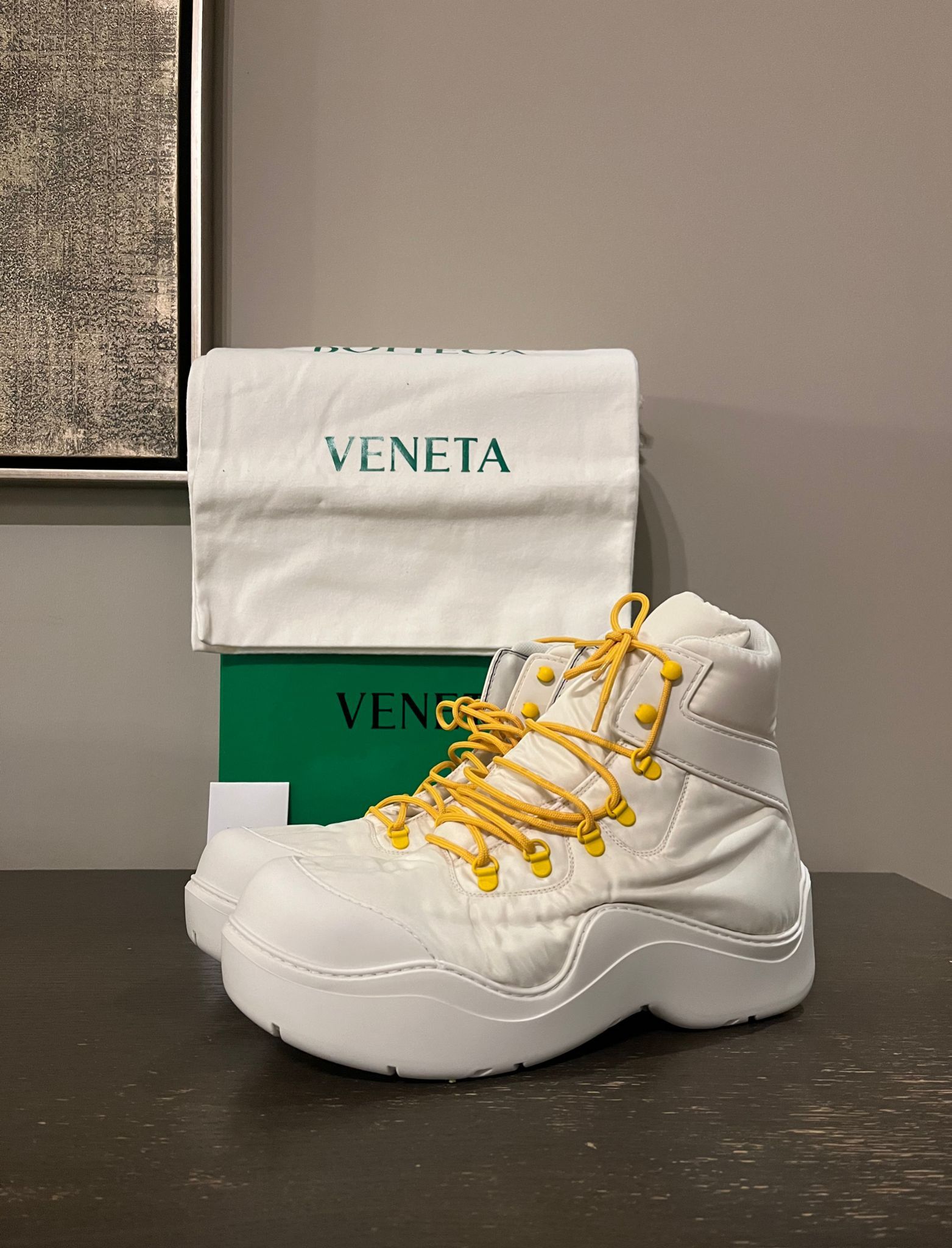 Bottega Veneta o1rshd1 Puddle Bomber Boots in String / Egg Yolk Size US 13 / EU 46 - 4 Thumbnail