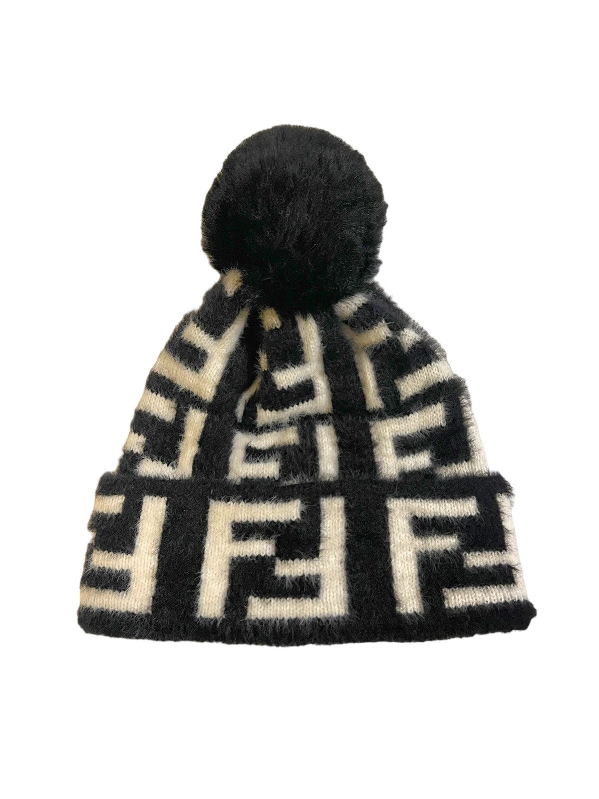 Fendi Zucca Mohair Beanie Hat