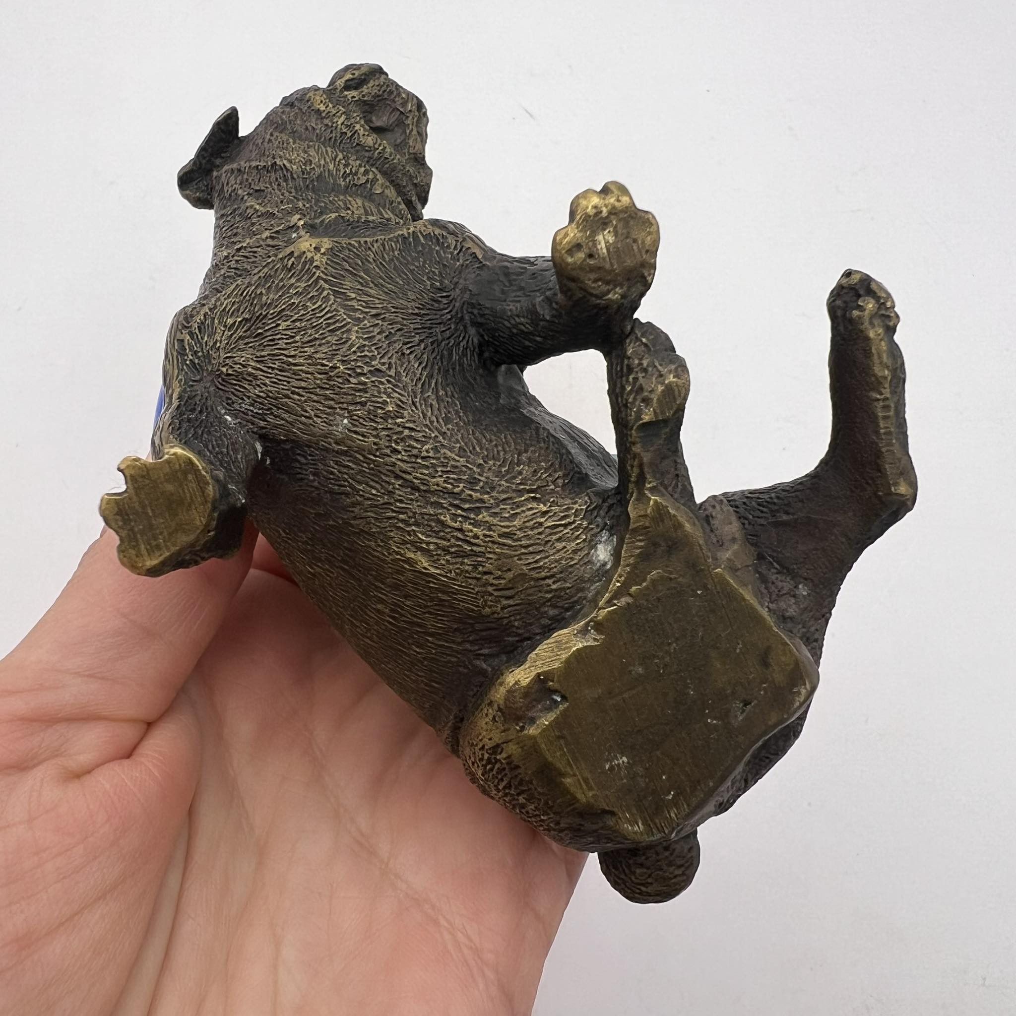 Vintage Antique Collectible Bronze Brass Figure Statue Dog Bulldog Size ONE SIZE - 4 Thumbnail