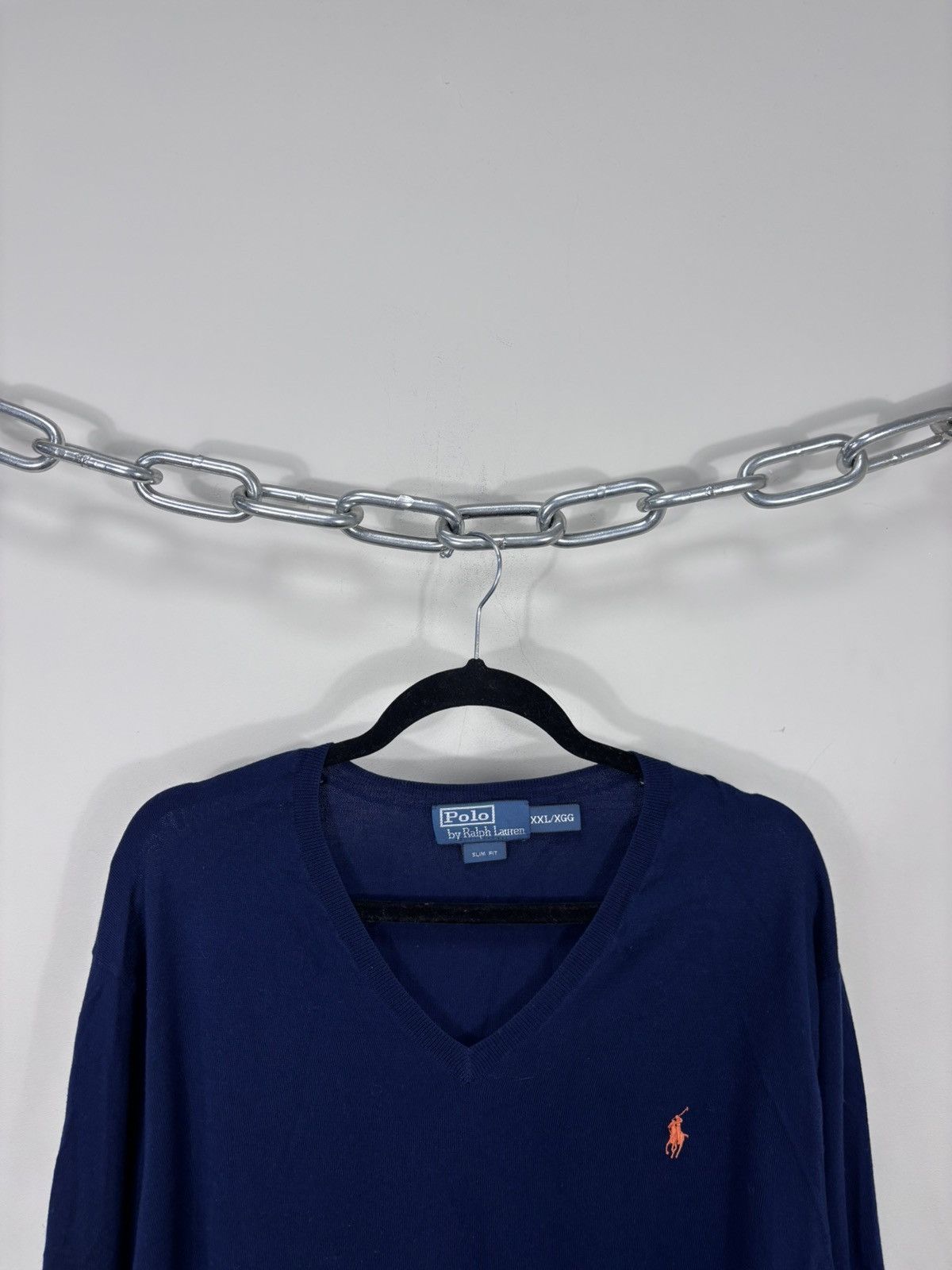 Polo Ralph Lauren Vintage Polo Ralph Lauren Blue Pima Cotton V-Neck Sweater Size US XXL / EU 58 / 5 - 4 Thumbnail