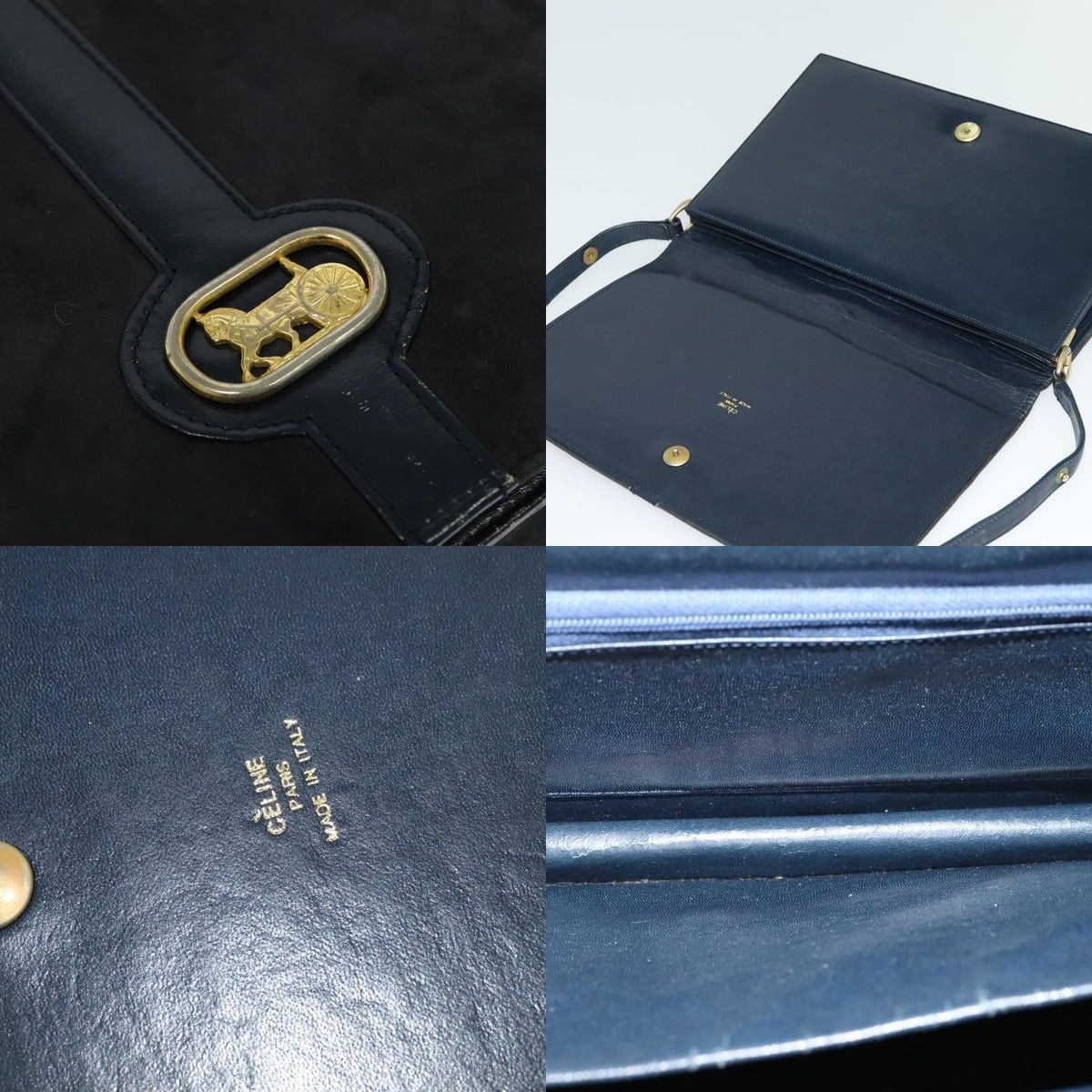 Celine CELINE Shoulder Bag Suede Navy Gold Size ONE SIZE - 11 Thumbnail