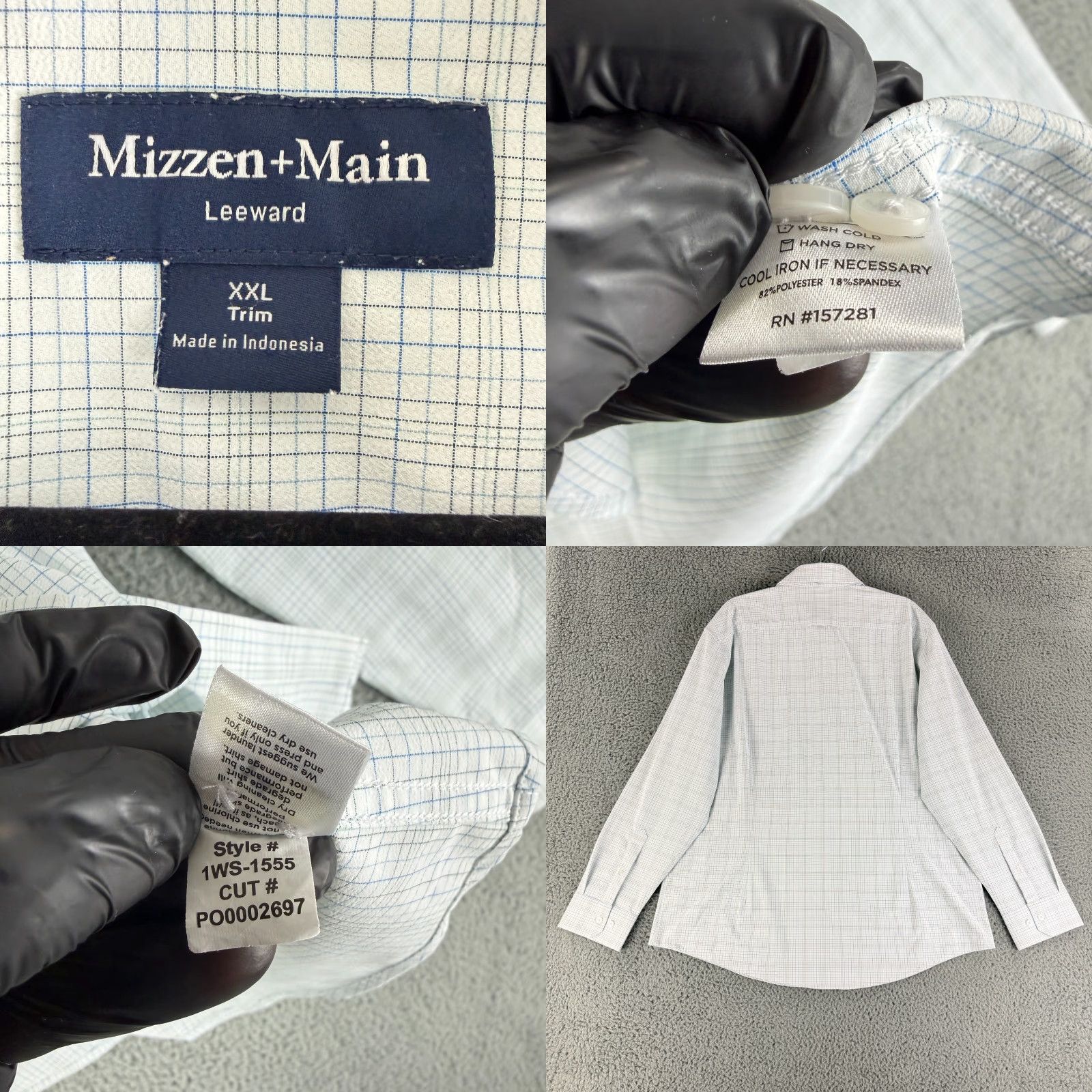 Mizzen+Main Mizzen+Main Leeward Button-Up Shirt Mens XXL White Baja Plaid Trim Fit LS Shirt Size US XXL / EU 58 / 5 - 8 Thumbnail