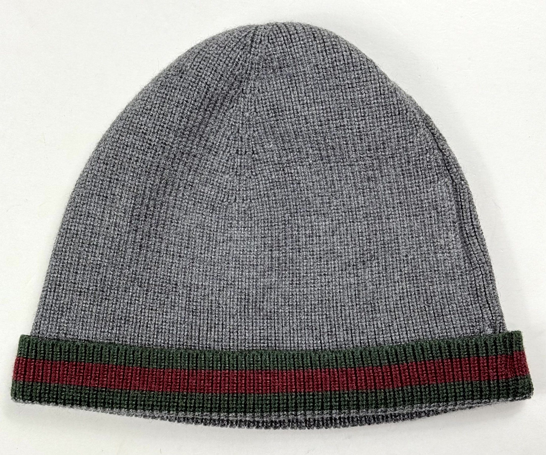 Gucci Gucci Web Stripe Wool & Silk Grey Knitted Beanie Hat Size ONE SIZE - 2 Thumbnail