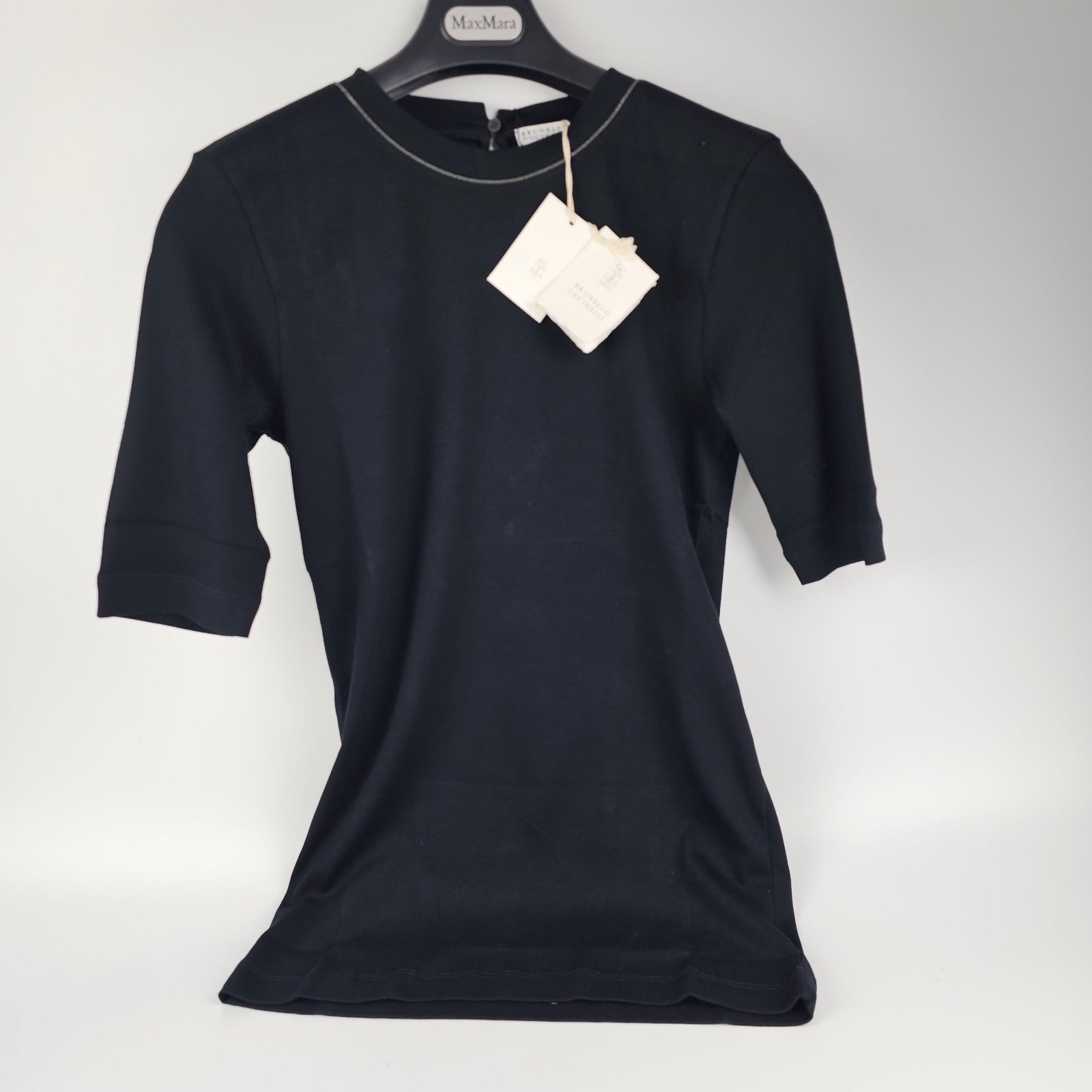 BRUNELLO CUCINELLI Black Cotton T-shirt New & Authentic (Wom