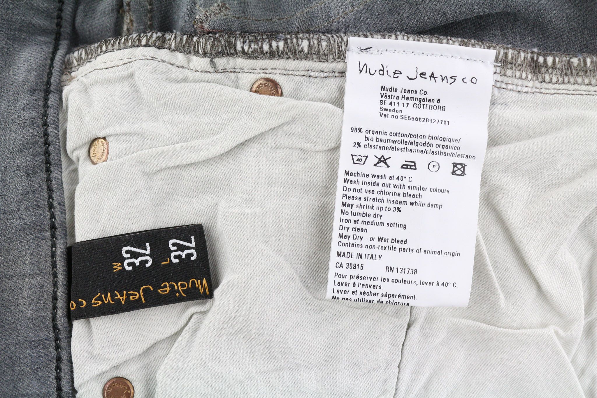 Nudie Jeans TIGHT LONG JOHN W32/L32 Organic Charcoal Jeans 82691 Size US 32 / EU 48 - 7 Thumbnail