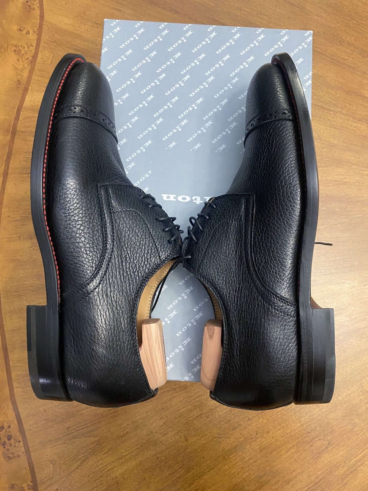 Kiton Black Leather Kiton Dress Shoes Size US 7 / EU 40 - 6 Thumbnail