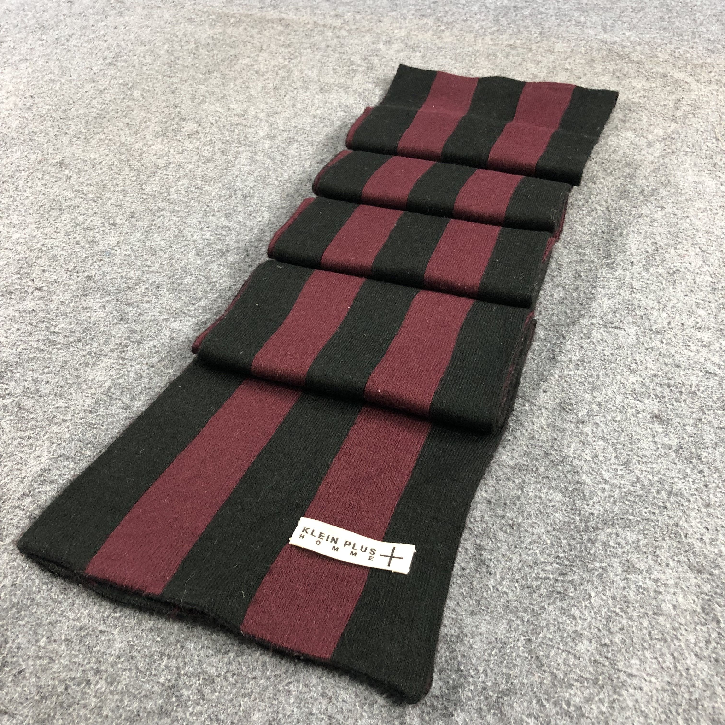 Japanese Brand Klein Plus Homme Striped Wool Scarf Muffler V850 Size ONE SIZE - 3 Thumbnail