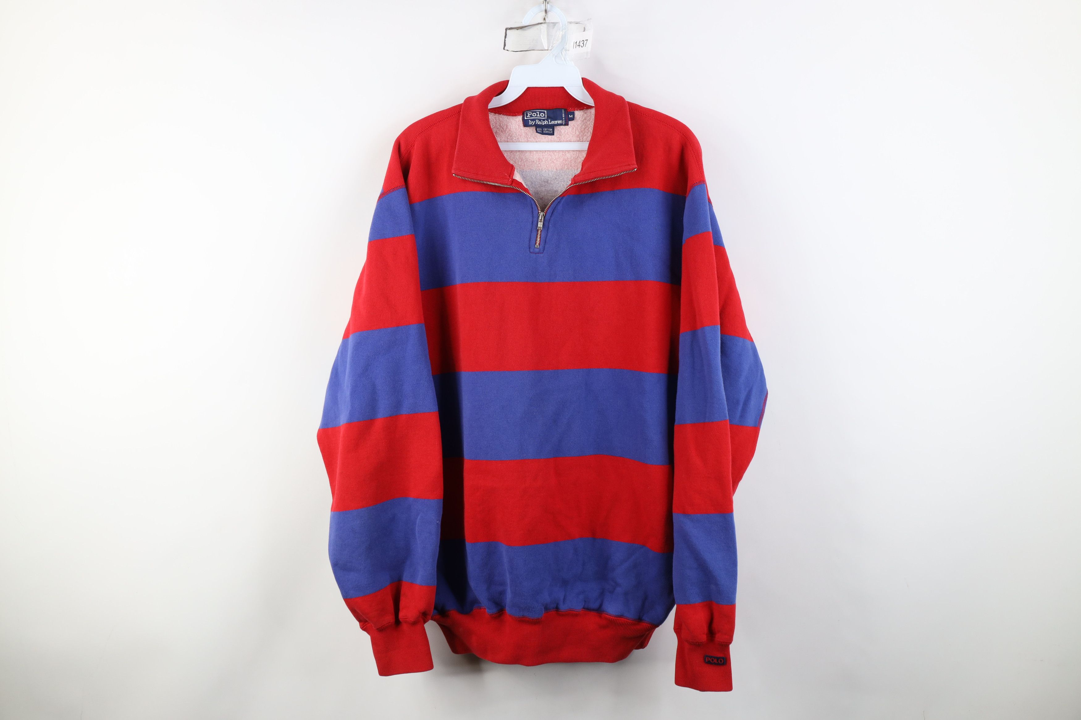 Polo Ralph Lauren Vintage 90s Ralph Lauren Striped 1/4 Half Zip Sweatshirt Size US M / EU 48-50 / 2 - 1 Thumbnail