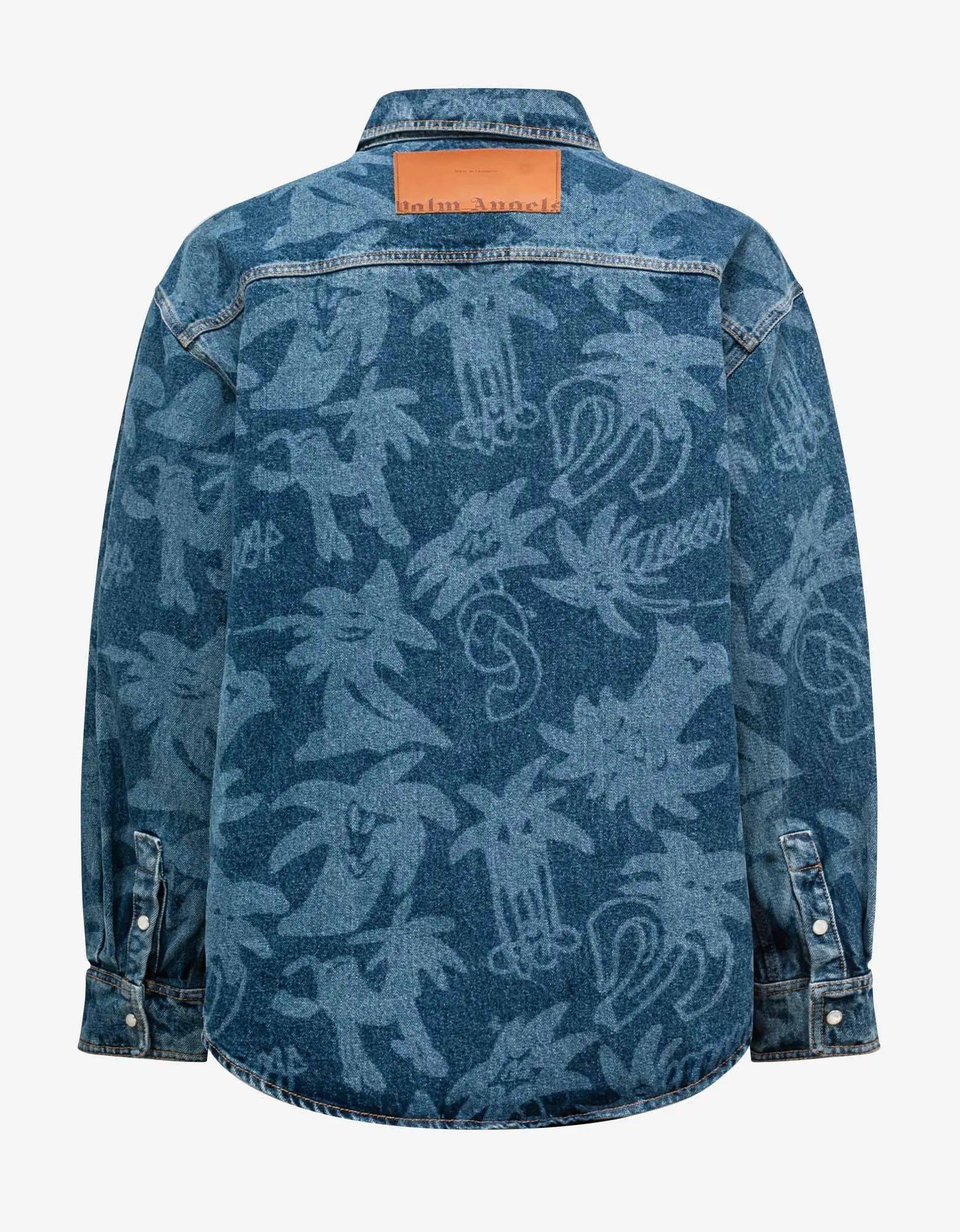 Palm Angels Palm Angels Blue Palmity All-over Laser Denim Shirt Size US M / EU 48-50 / 2 - 2 Thumbnail
