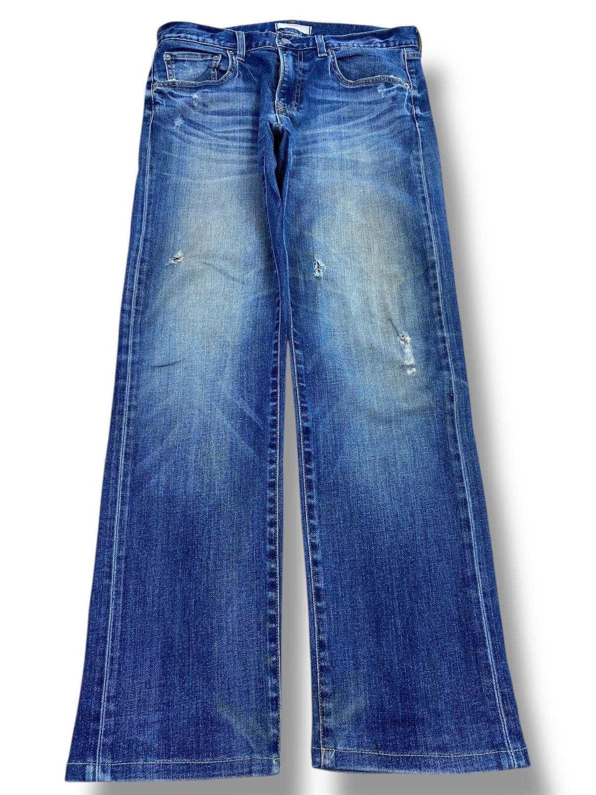 Uniqlo Uniqlo Blue Wash Whiskered Style Straight Leg Jeans Size US 32 / EU 48 - 1 Thumbnail