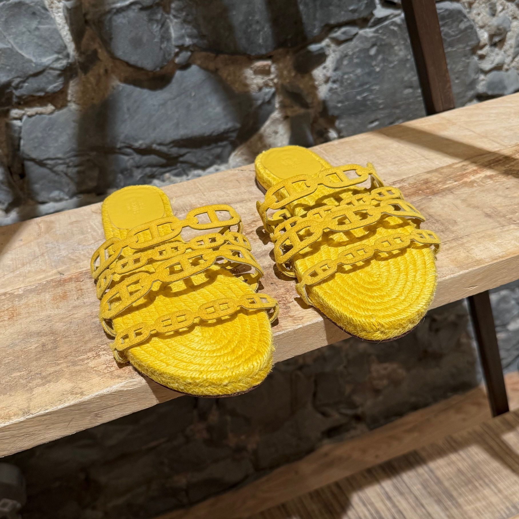 Hermes Hermès Yellow Ancone Thalassa Chaine d'Ancre Sandals Size US 9 / IT 39 - 3 Thumbnail