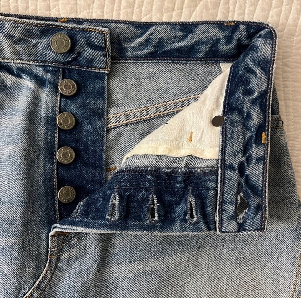GRLFRND GRLFRND Eva Denim Mini Skirt Pocket Raw Hem Button Fly sz 25 Size 25" / US 0 / IT 36 - 4 Thumbnail