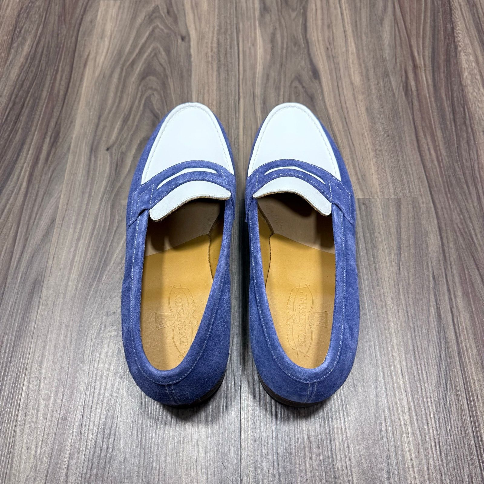 J.M. Weston NIB J.M Weston 180 Blue & White Penny Loafers Size 9US / 8UK Size US 9 / EU 42 - 3 Thumbnail