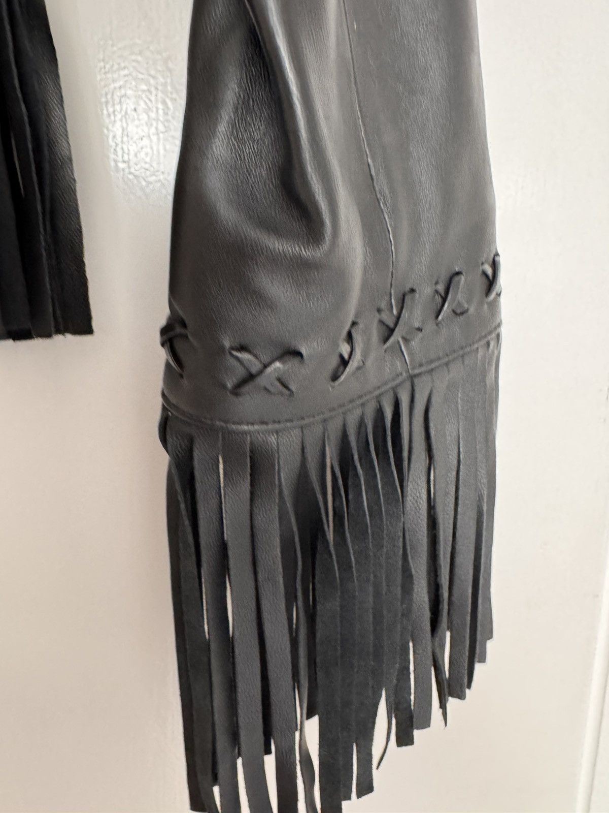 Other Caché Black Leather Fringe Jacket US 4 Western Boho Zip Size S / US 4 / IT 40 - 13 Thumbnail