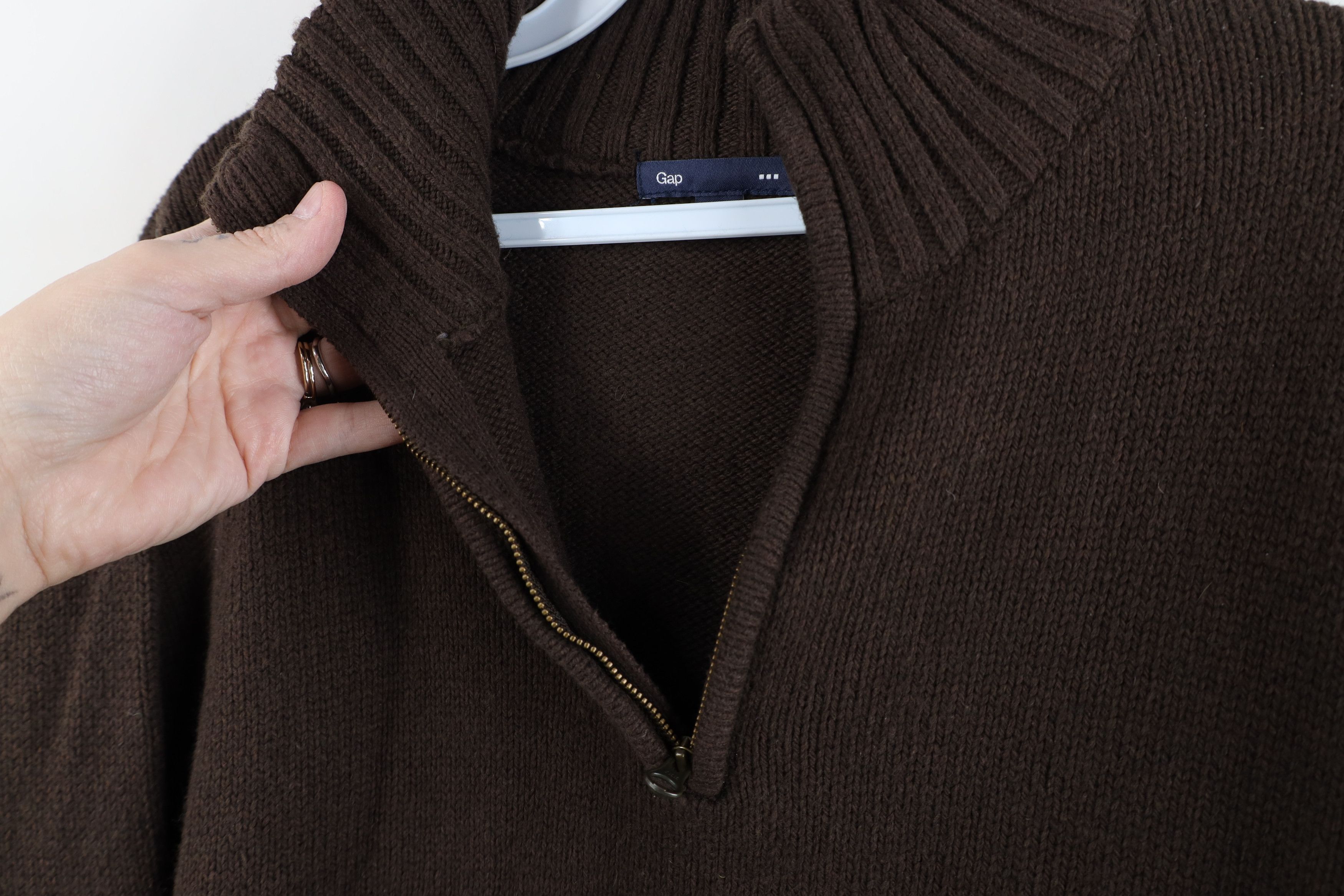Gap Vintage Y2K Gap Patch Ribbed Knit Half Zip Pullover Sweater Size US L / EU 52-54 / 3 - 8 Thumbnail