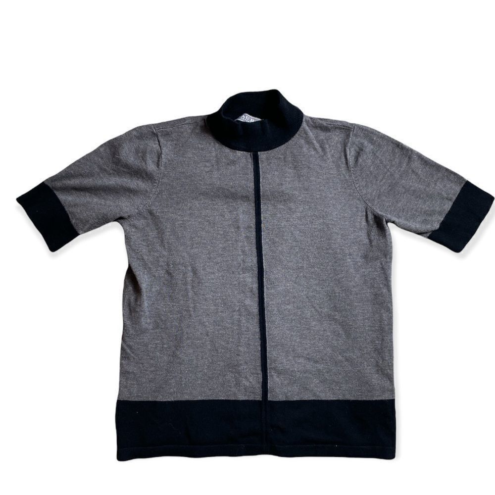 Other Laura Petites Grey & Black Short Sleeve Knit Top | Size S Size S / US 4 / IT 40 - 4 Thumbnail