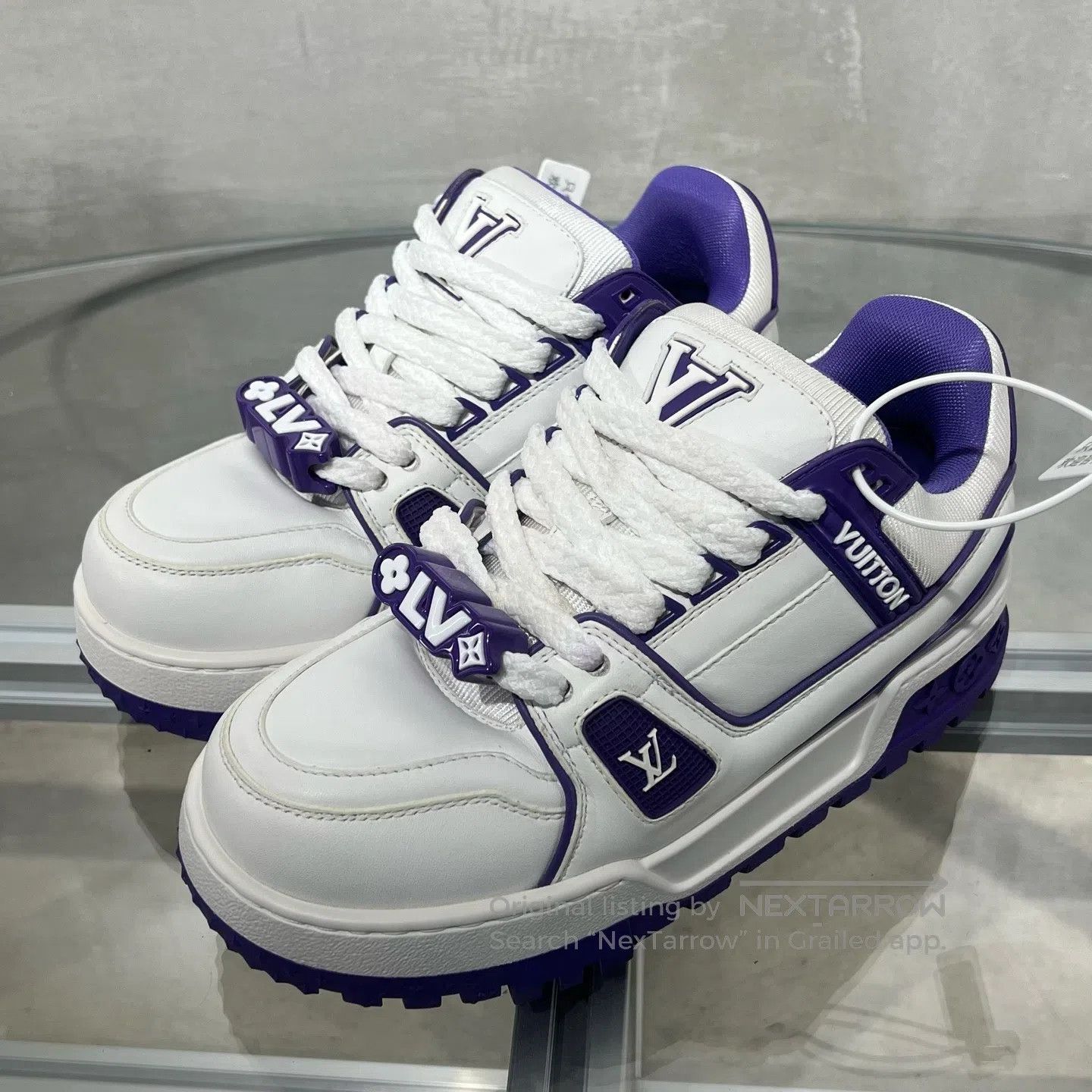 Louis Vuitton Louis Vuitton White Purple Lipstick – Brand shoes Size US 5.5 / IT 35.5 - 1 Thumbnail