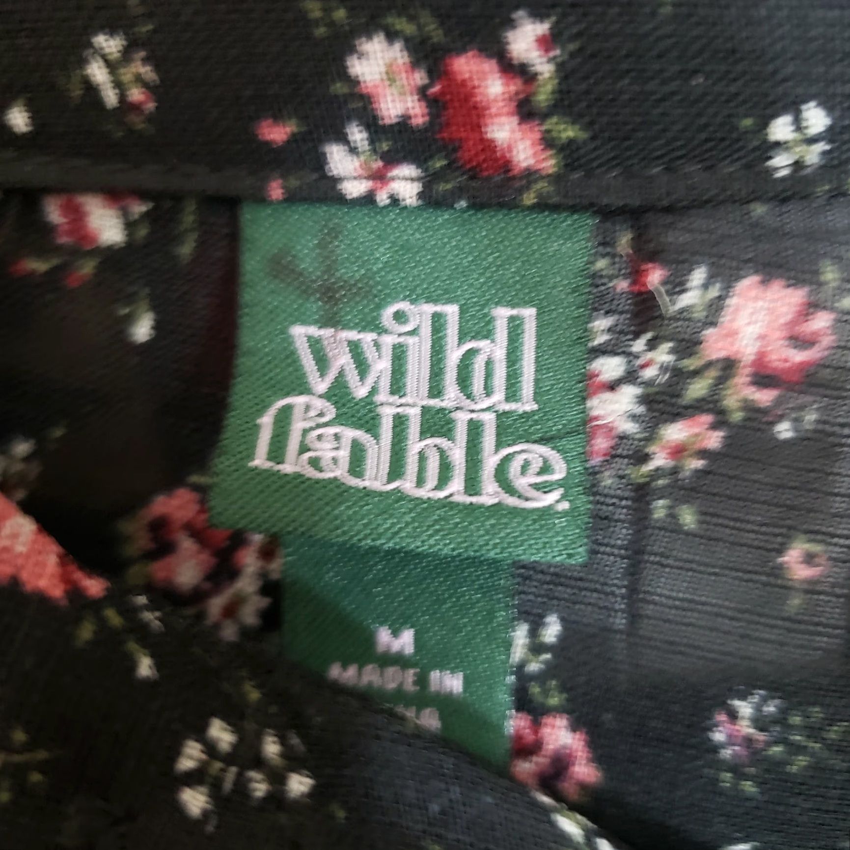 Vintage Wild Fable Womens Button Front Top Cropped Black Floral Sheer Size M Size M / US 6-8 / IT 42-44 - 6 Thumbnail