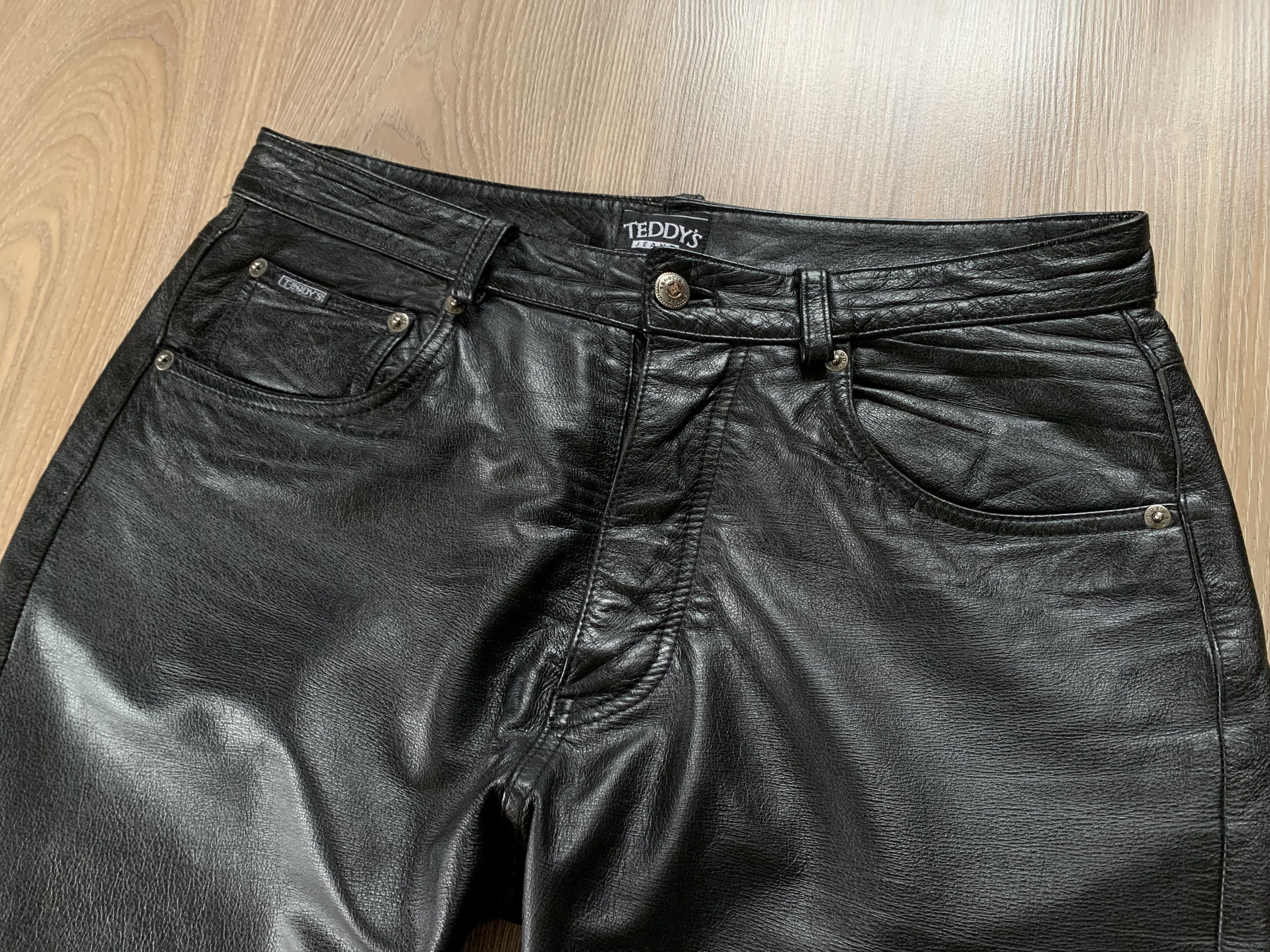Leather × Vintage Teddy's Black Vintage Leather Pants Size US 42 / EU 58 - 3 Thumbnail