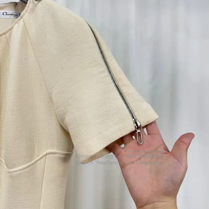 Dior Dior Cream Wool Logo Short Sleeve Dress . Size XS / US 0-2 / IT 36-38 - 4 Thumbnail