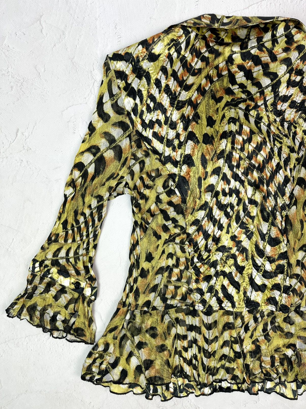 Beauty Beast × If Six Was Nine × Vintage Vintage Leopard Mesh Yellow Blouse Size M / US 6-8 / IT 42-44 - 9 Thumbnail