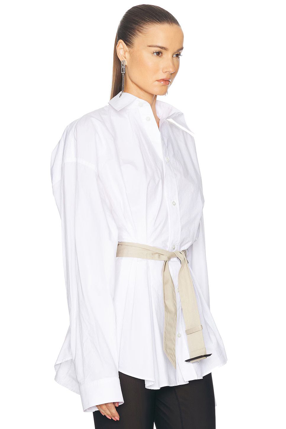 Balenciaga o1bcso1str1225 Belted Shirt in White Size S / US 4 / IT 40 - 2 Thumbnail