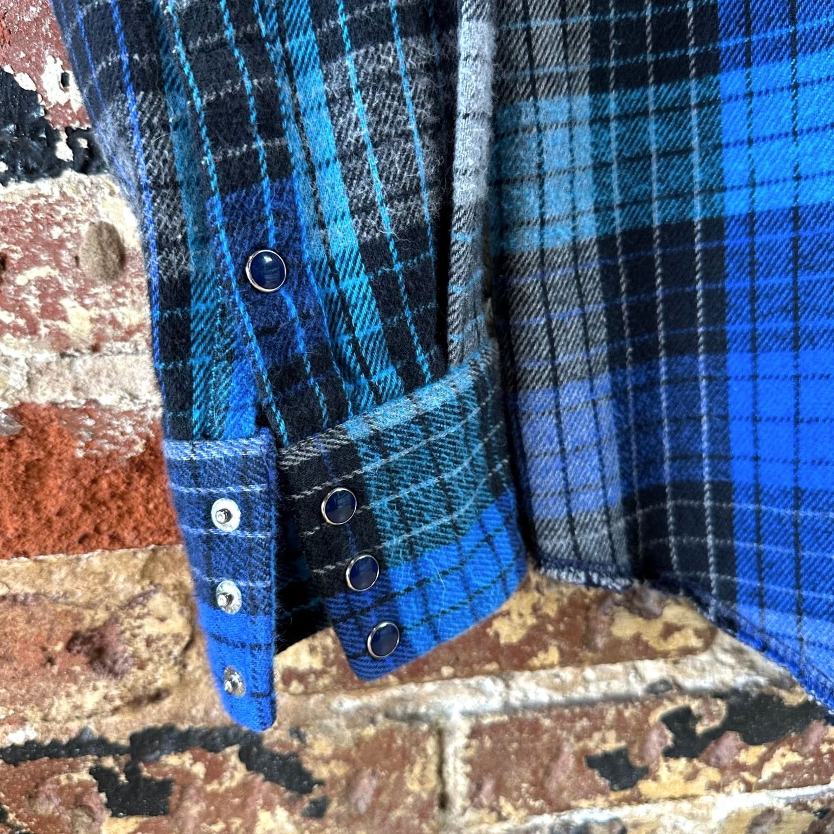 Wrangler VINTAGE Wrangler Flannel Western Shirt Pearl Snap Long Sleeve Blue Plaid M Size US M / EU 48-50 / 2 - 3 Thumbnail