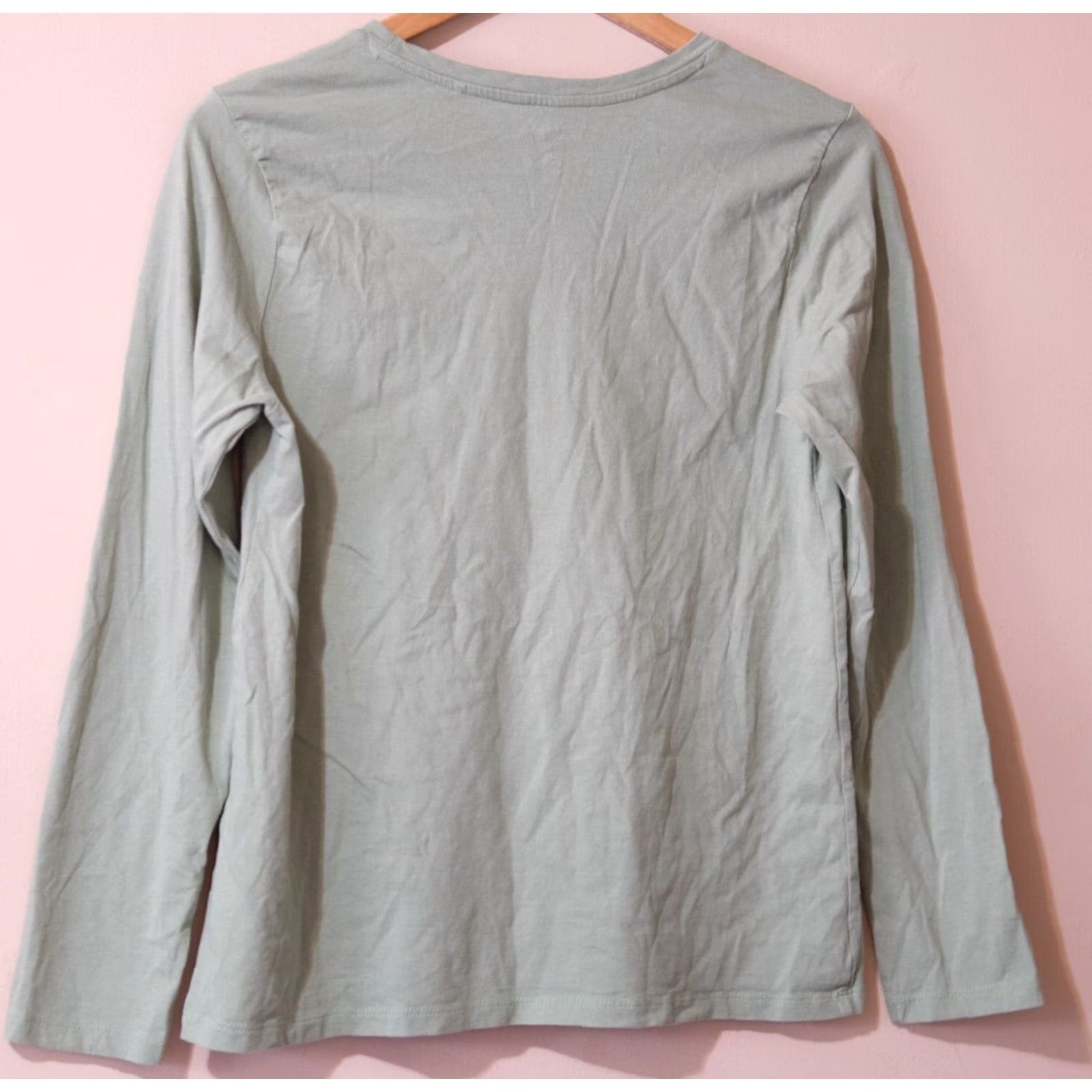 Vintage Dip Women’s M Green Longsleeve Plain T-shirt Crew Neck Organic Cotton #p43-19 Shirt Adult M Green Dip", Size M / US 6-8 / IT 42-44 - 5 Thumbnail