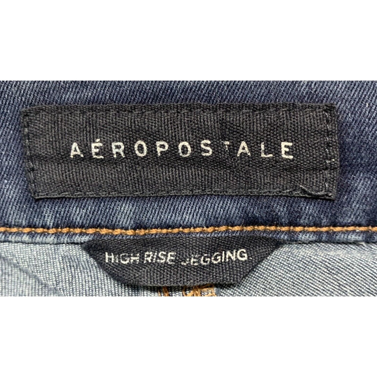 Vintage Aéropostale Women's Size 4 Long Blue High Rise Dark Wash Skinny Stretch Jegging Shirt Size 27" / US 4 / IT 40 - 7 Thumbnail