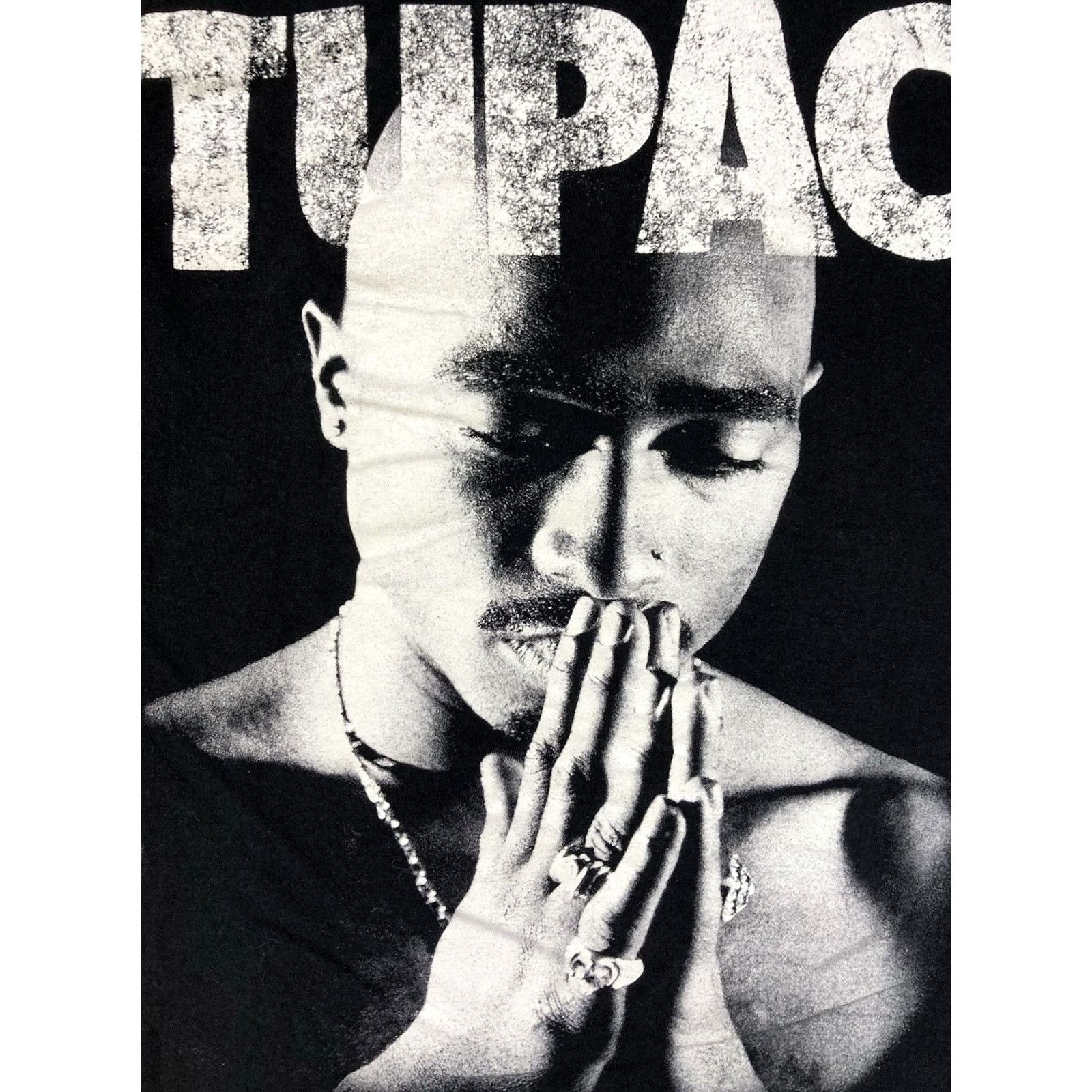 Vintage VINTAGE 2pac Tupac Shakur Praying Hand Graphic T-shirt Men XL Black Short Sleeve Music Size US XL / EU 56 / 4 - 2 Thumbnail