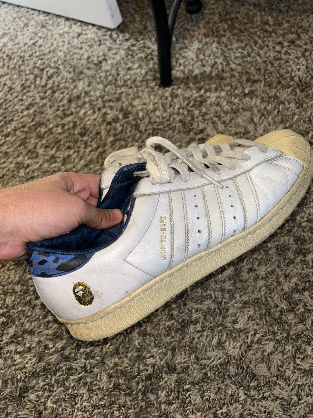 Adidas × Bape × Undefeated Adidas x babe x undftd rare superstar blue/white 11.5 Size US 11.5 / EU 44-45 - 11 Thumbnail