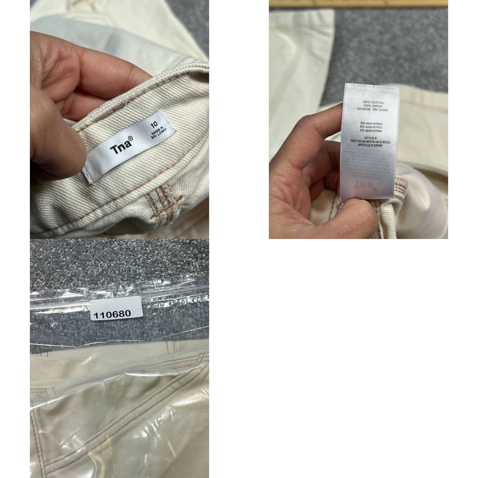 TNA Tna Carpenter Pants Womens 10 Beige Canvas Logo Cotton High Rise Straight Leg Size 32" / US 10 / IT 46 - 8 Thumbnail