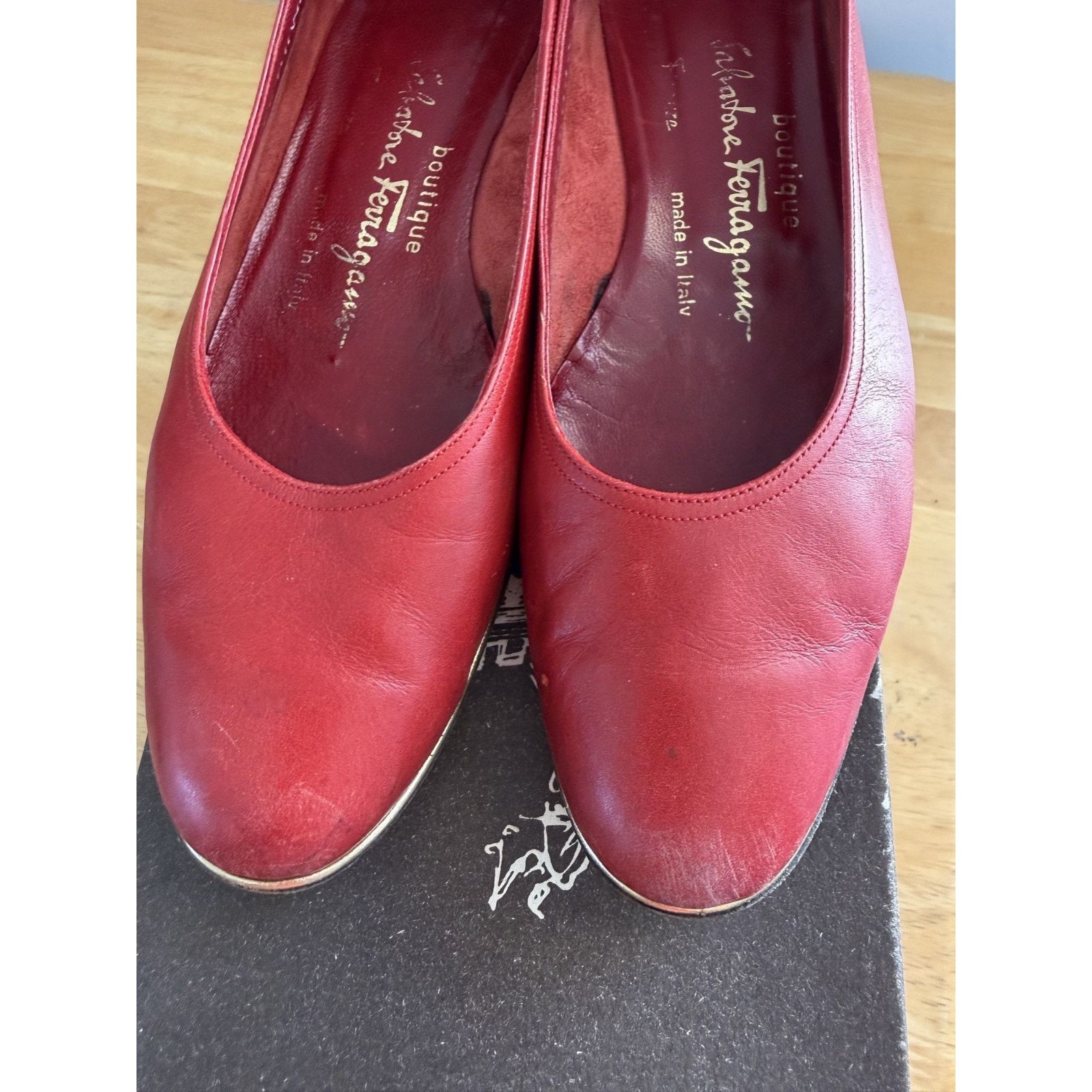 Salvatore Ferragamo Womens Vintage Salvatore Ferragamo Dia Red 7.5 AA Size US 7.5 / IT 37.5 - 5 Thumbnail