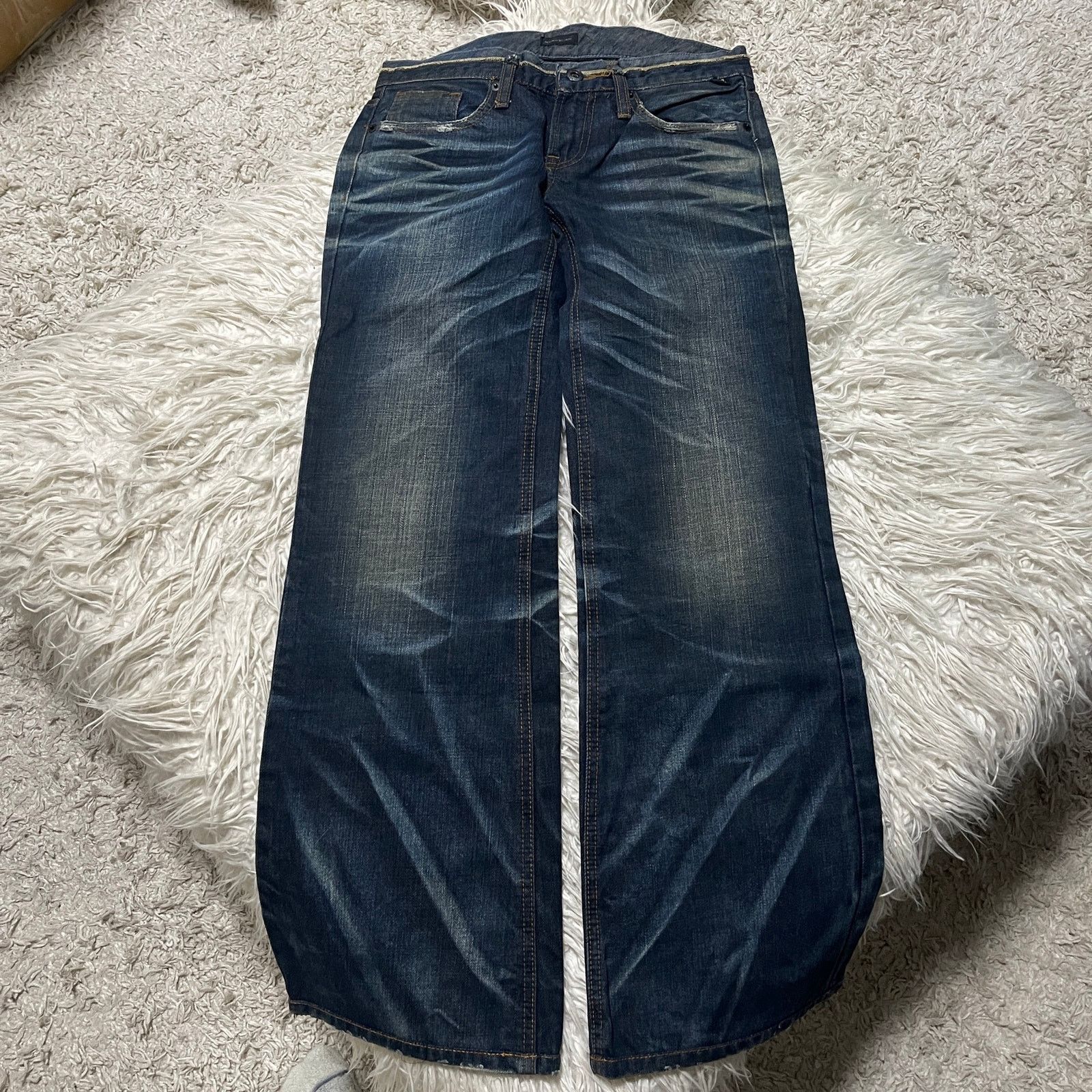14th Addiction Vintage Japanese Brand Faded Wash Low-rise Denim Jeans Blue Size 29" - 4 Thumbnail