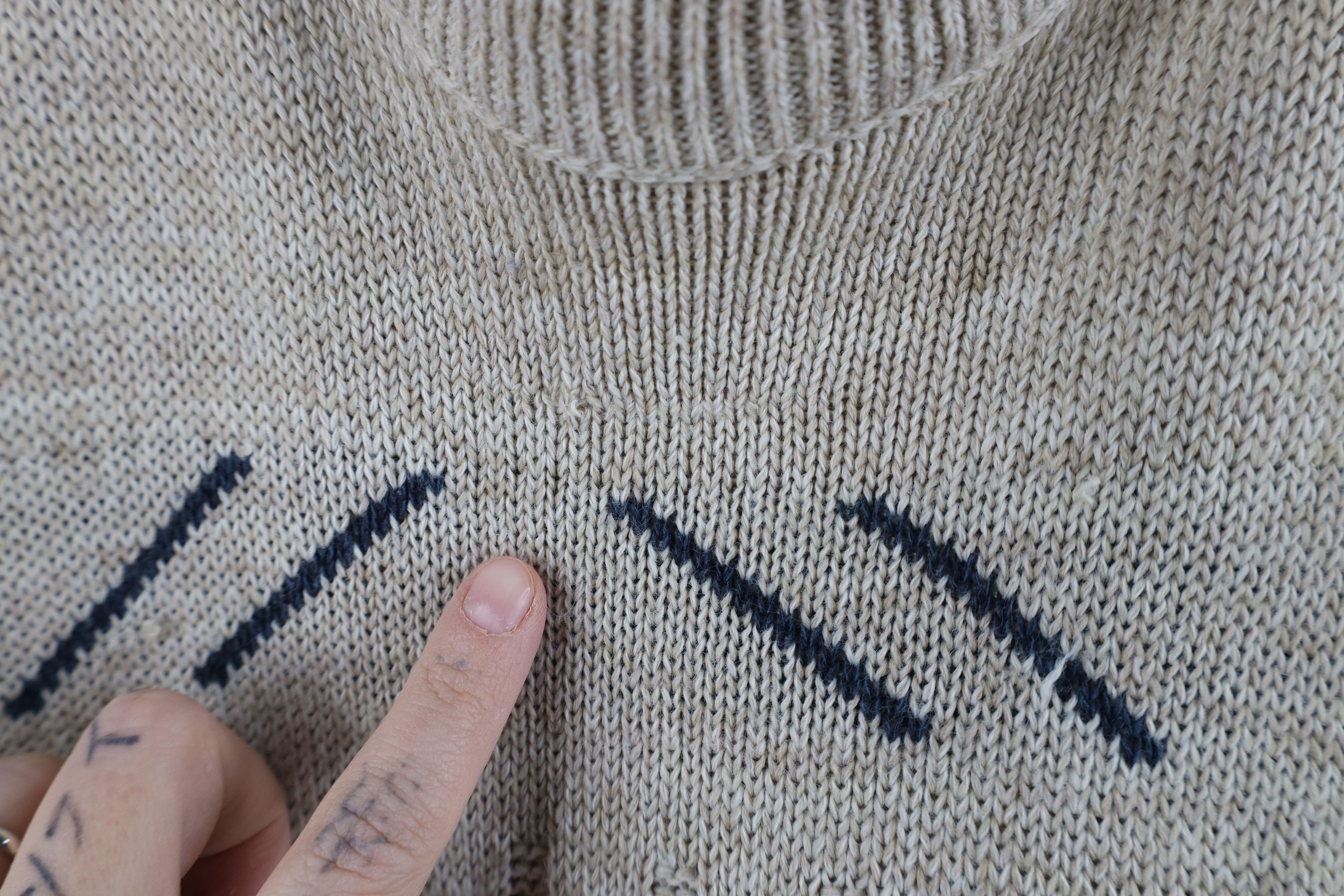 Vintage Vintage 90s Streetwear Geometric Cable Knit Sweater Beige Size US L / EU 52-54 / 3 - 4 Thumbnail