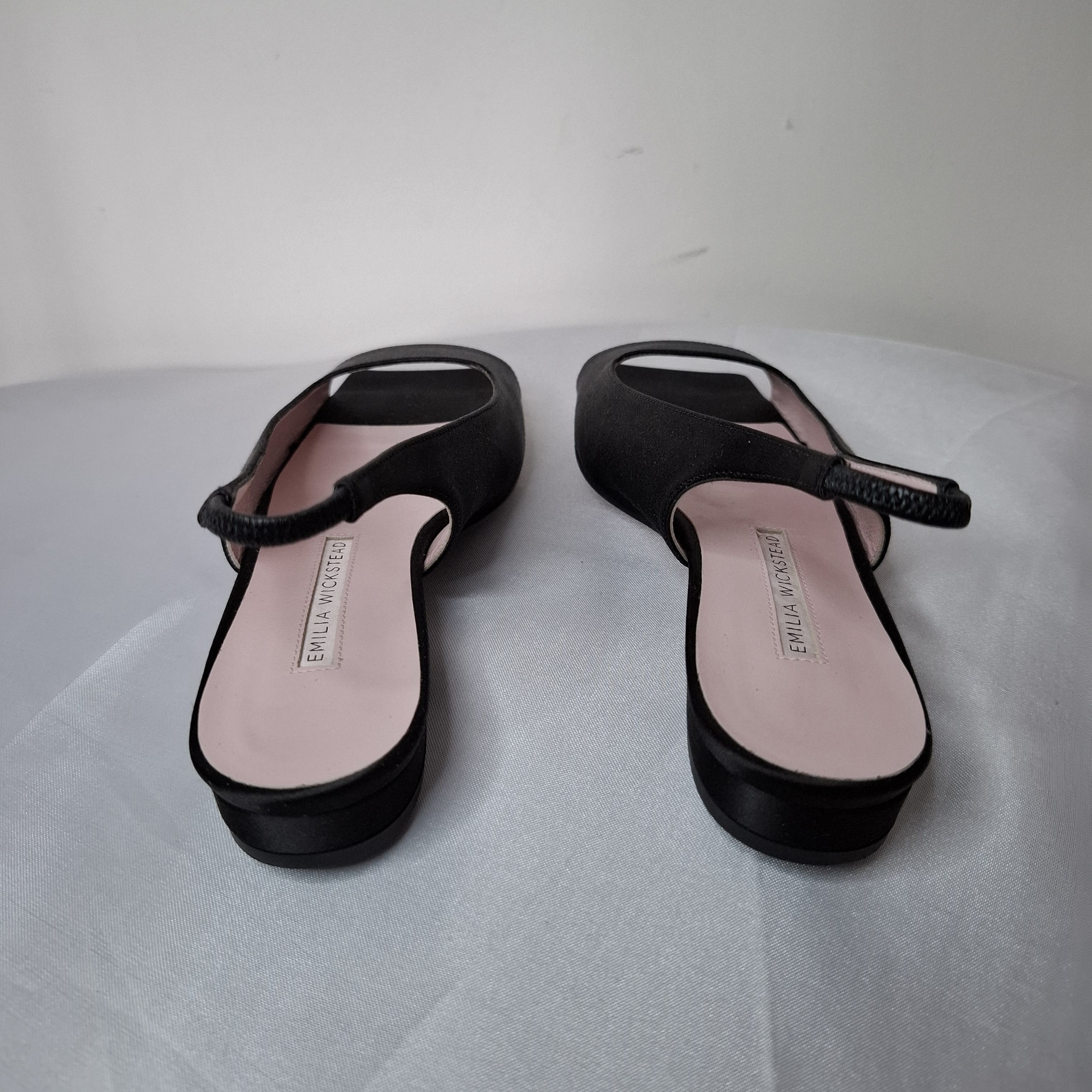 Emilia Wickstead Emilia Wickstead Sabine Open Toe Black Slingback Flats Size US 5.5 / IT 35.5 - 4 Thumbnail