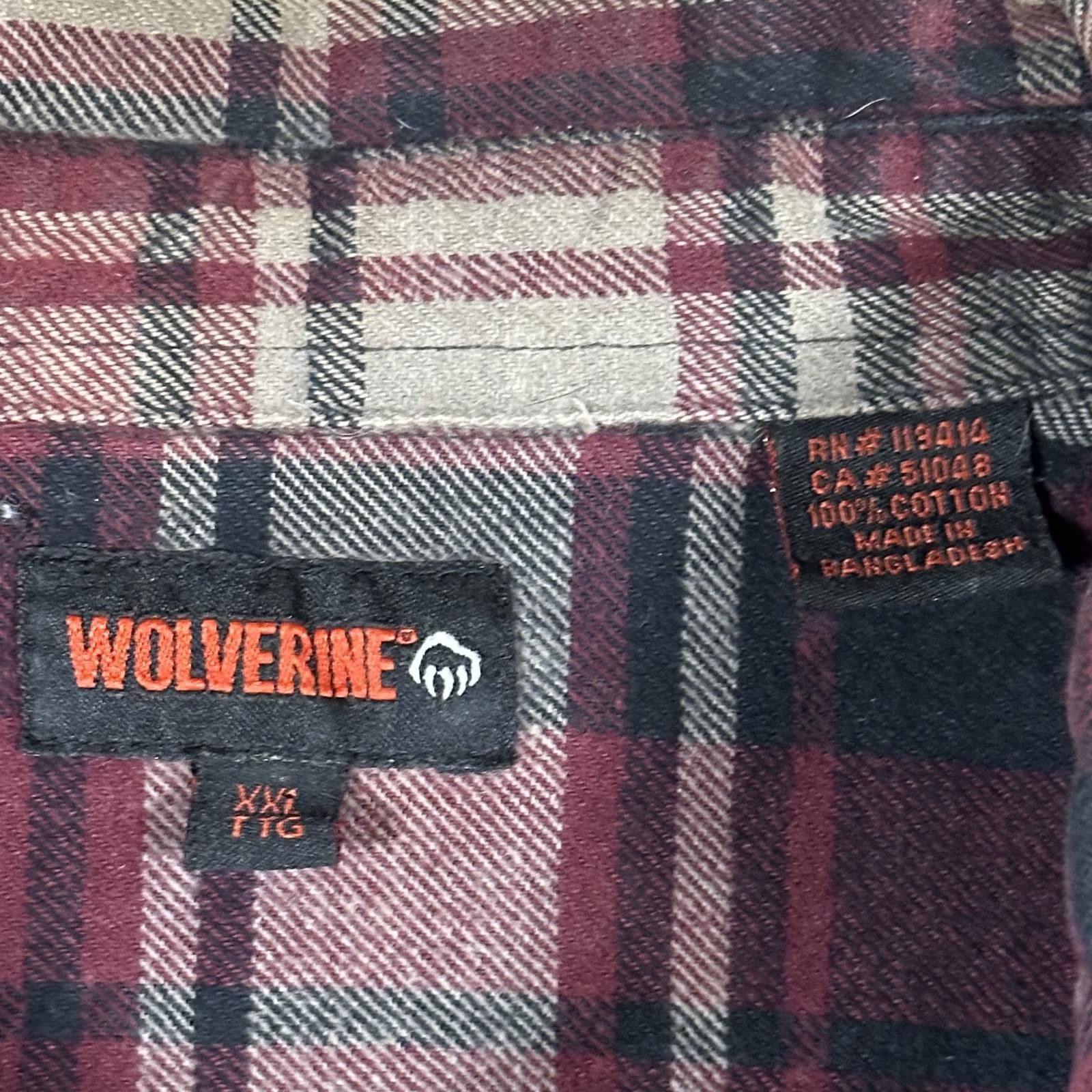 Wolverine Wolverine Mens Casual Shirt XXL Burgundy Plaid Size US XXL / EU 58 / 5 - 4 Thumbnail
